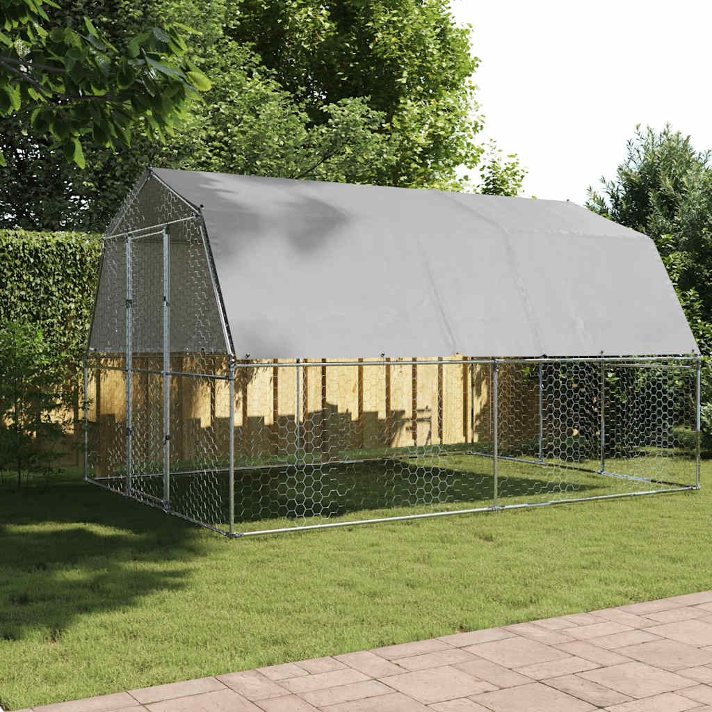 Chicken Cages 2 pcs with Roof and Door Silver | Silver colour