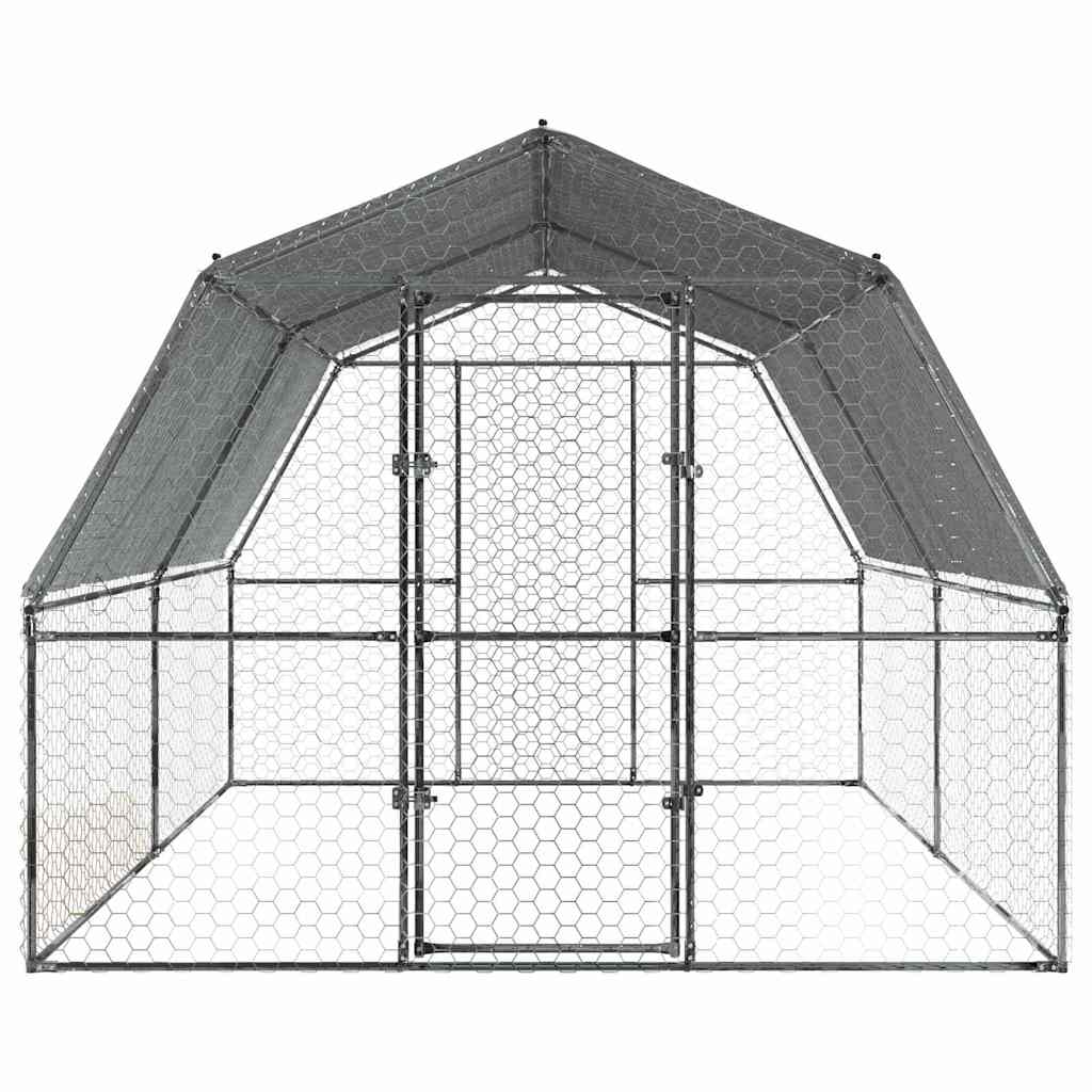 Small Animal Habitats & Cages - Chicken Cages 2 pcs with Roof and Door Silver