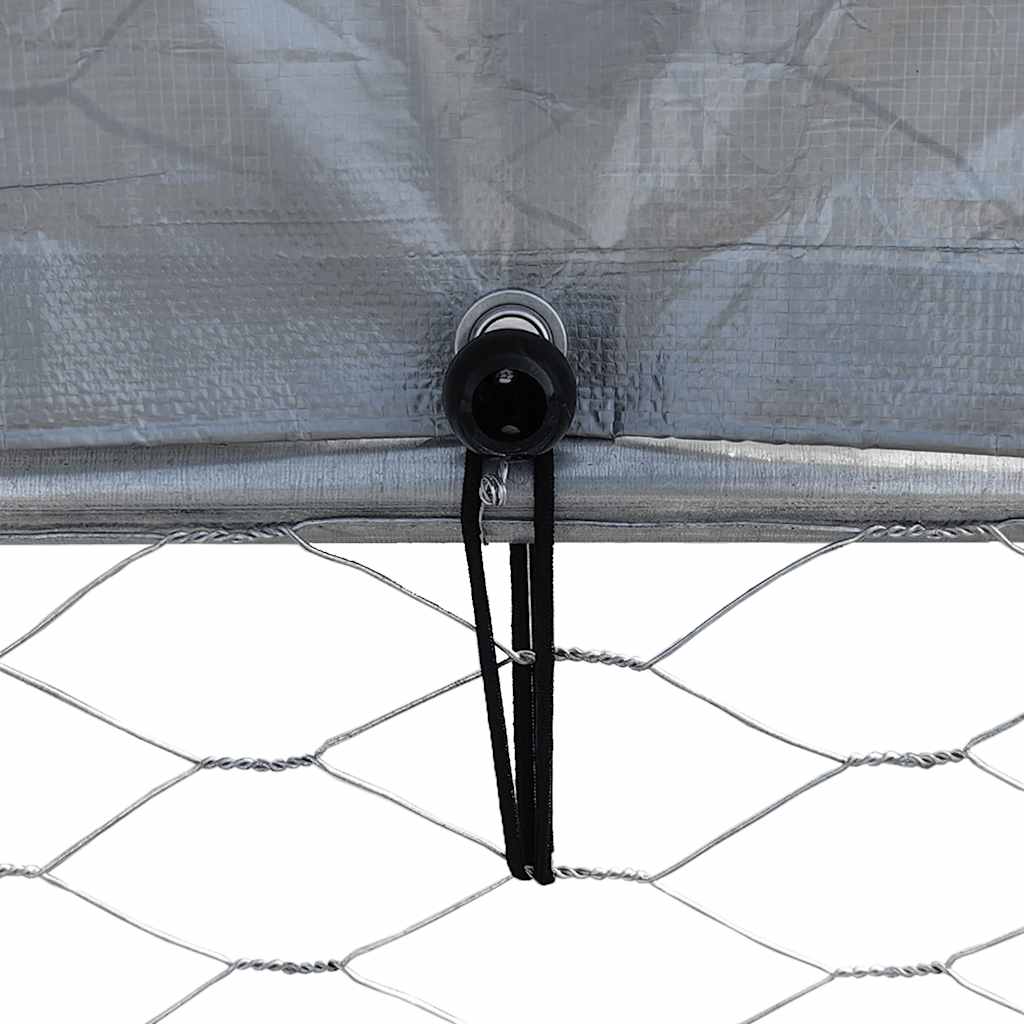 Chicken Cages 2 pcs with Roof and Door Silver | 2 Pcs
