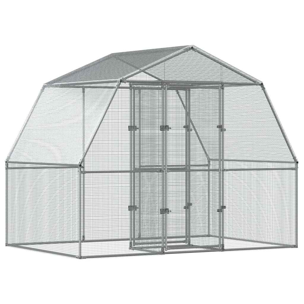 2 Pcs - Bird Cages 2 pcs with Roof and Door Silver Galvanised Steel