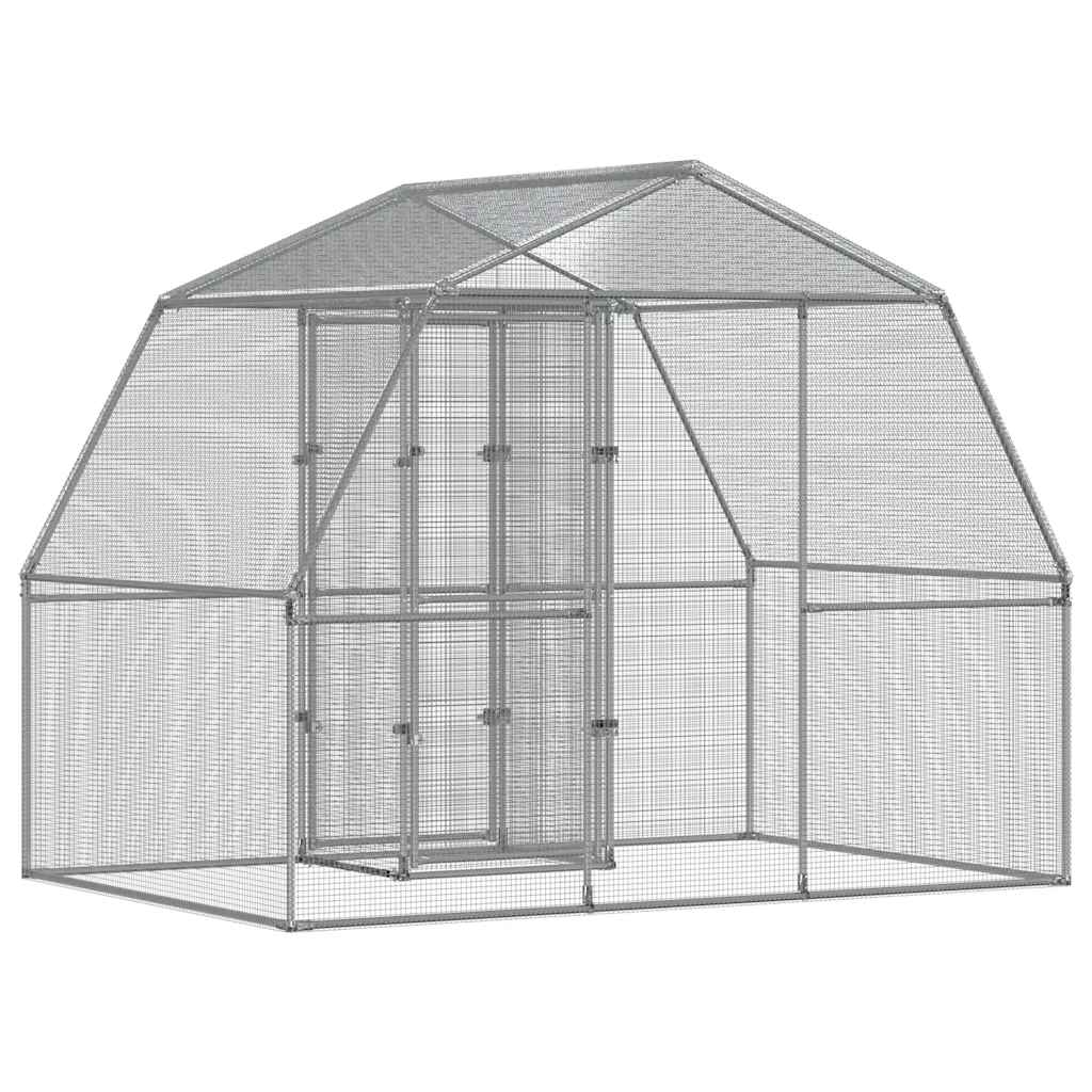 Silver colour - Bird Cages 2 pcs with Roof and Door Silver Galvanised Steel