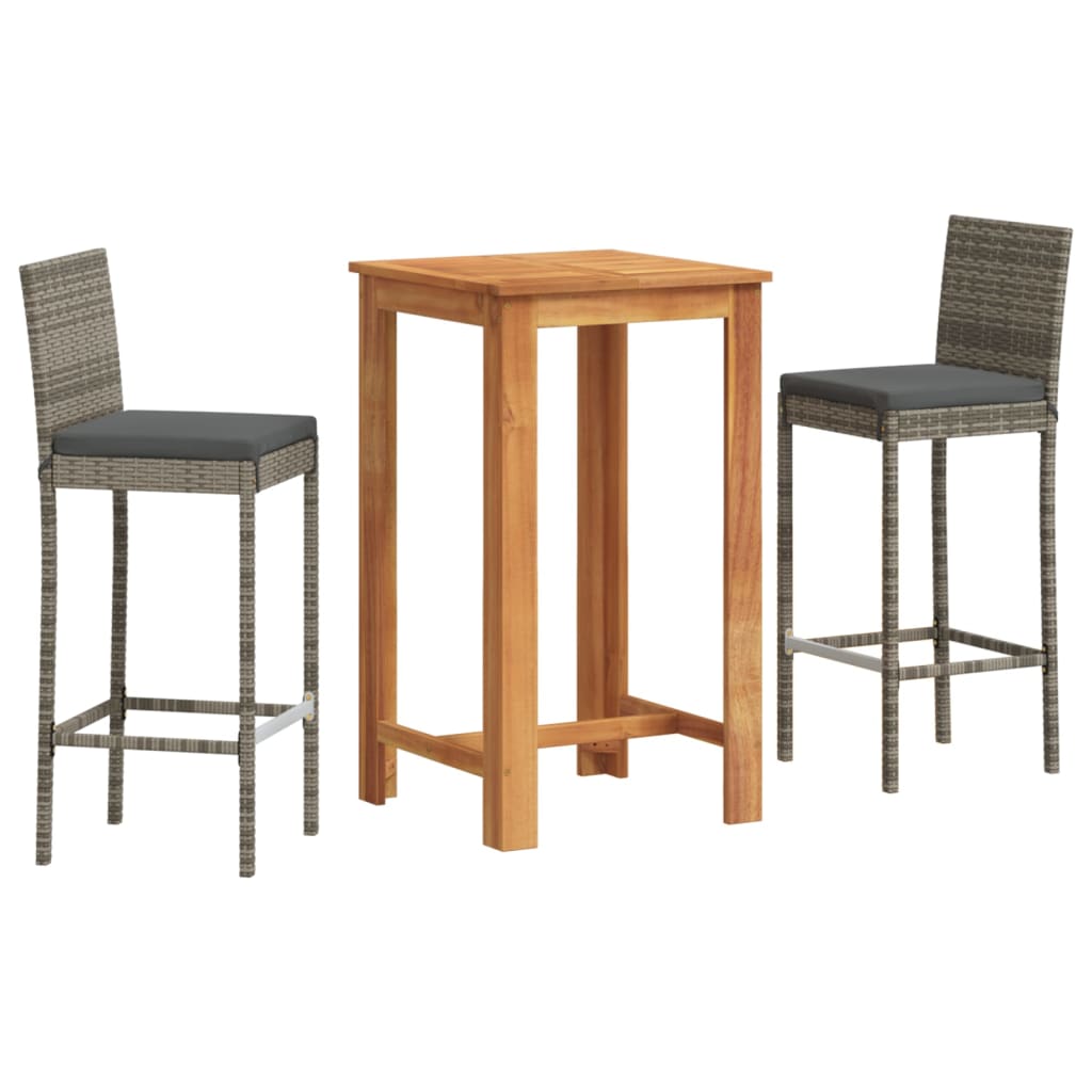 Grey colour - 3 Piece Garden Bar Set Grey Solid Wood Acacia