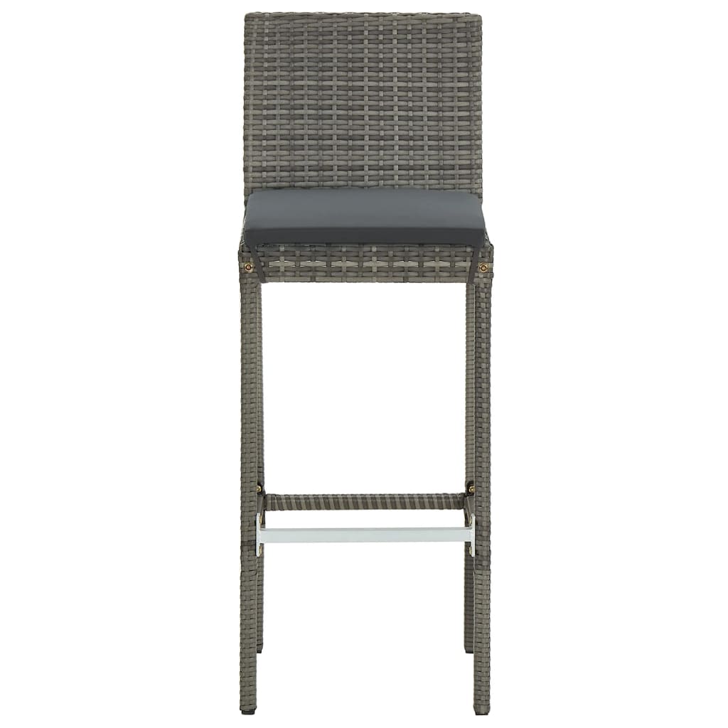 Grey colour - 5 Pcs Garden Bar Set Grey Solid Wood Acacia and Poly Rattan