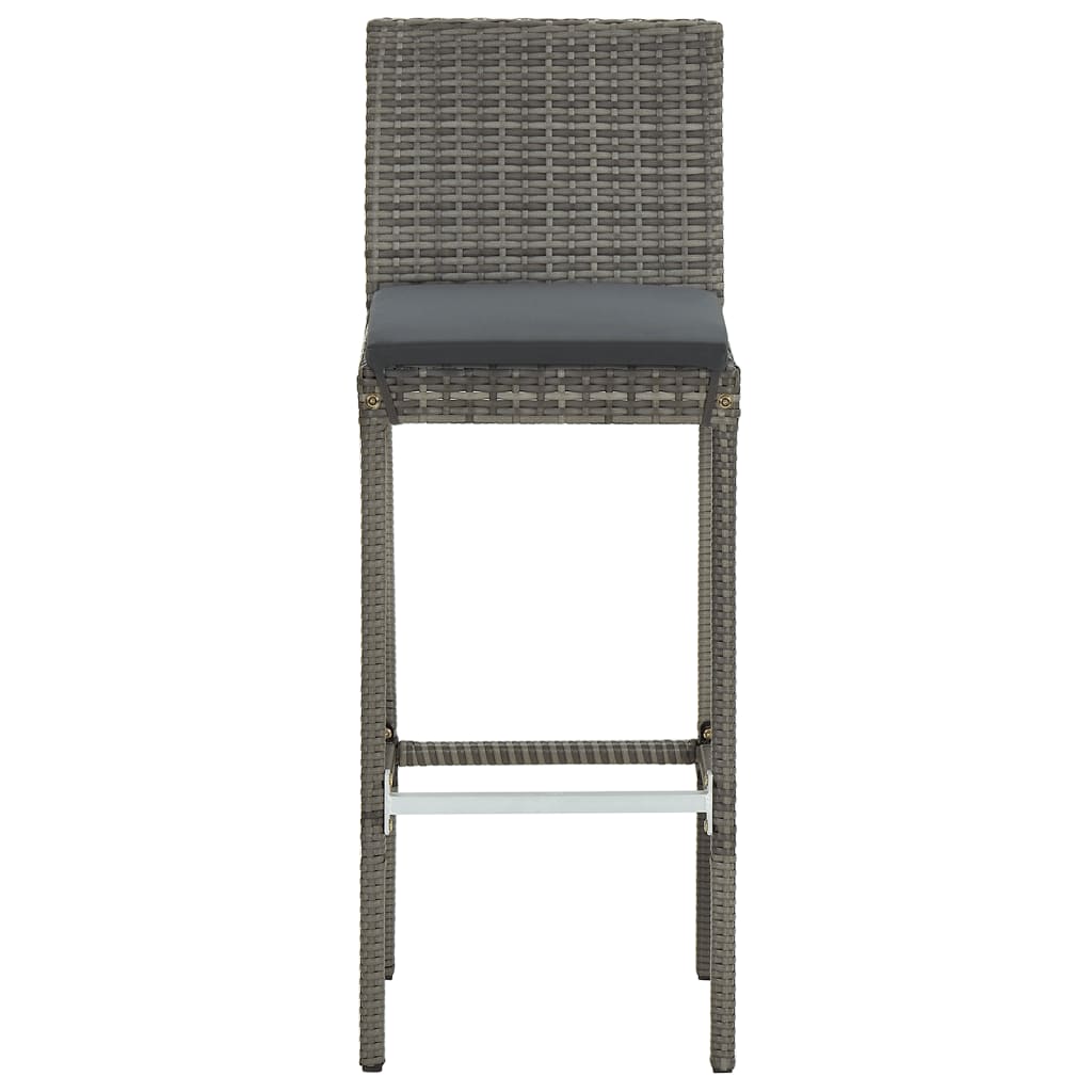5-Piece Garden Bar Set Grey Solid Wood Acacia and Poly Rattan | Outdoor Outdoor Furniture Sets