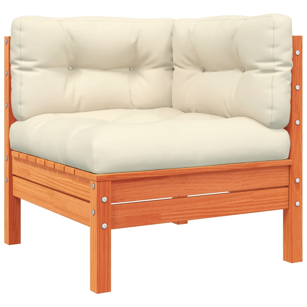 Outdoor Furniture Sets - 3 Piece Garden Sofa Set with Cushions Wax Brown Solid Wood Pine