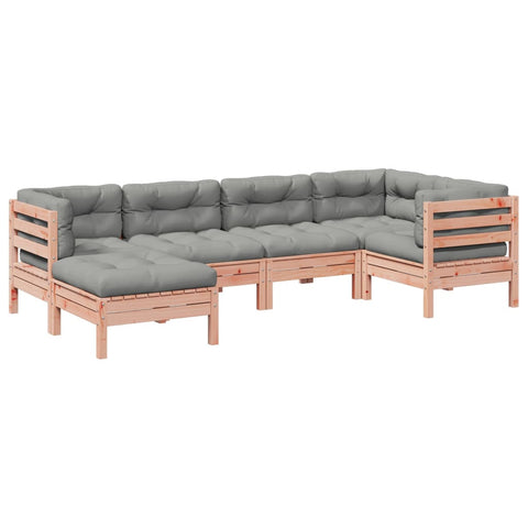 6 Piece Garden Sofa Set with Cushions Solid Wood