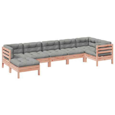 7 Piece Garden Sofa Set with Cushions Solid Wood