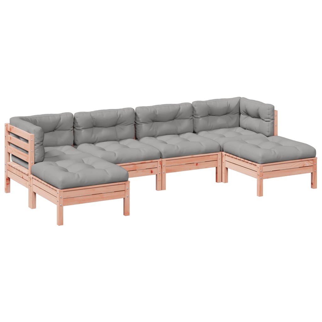 Wood finish - 6-Piece Garden Sofa Set with Cushions Solid Wood