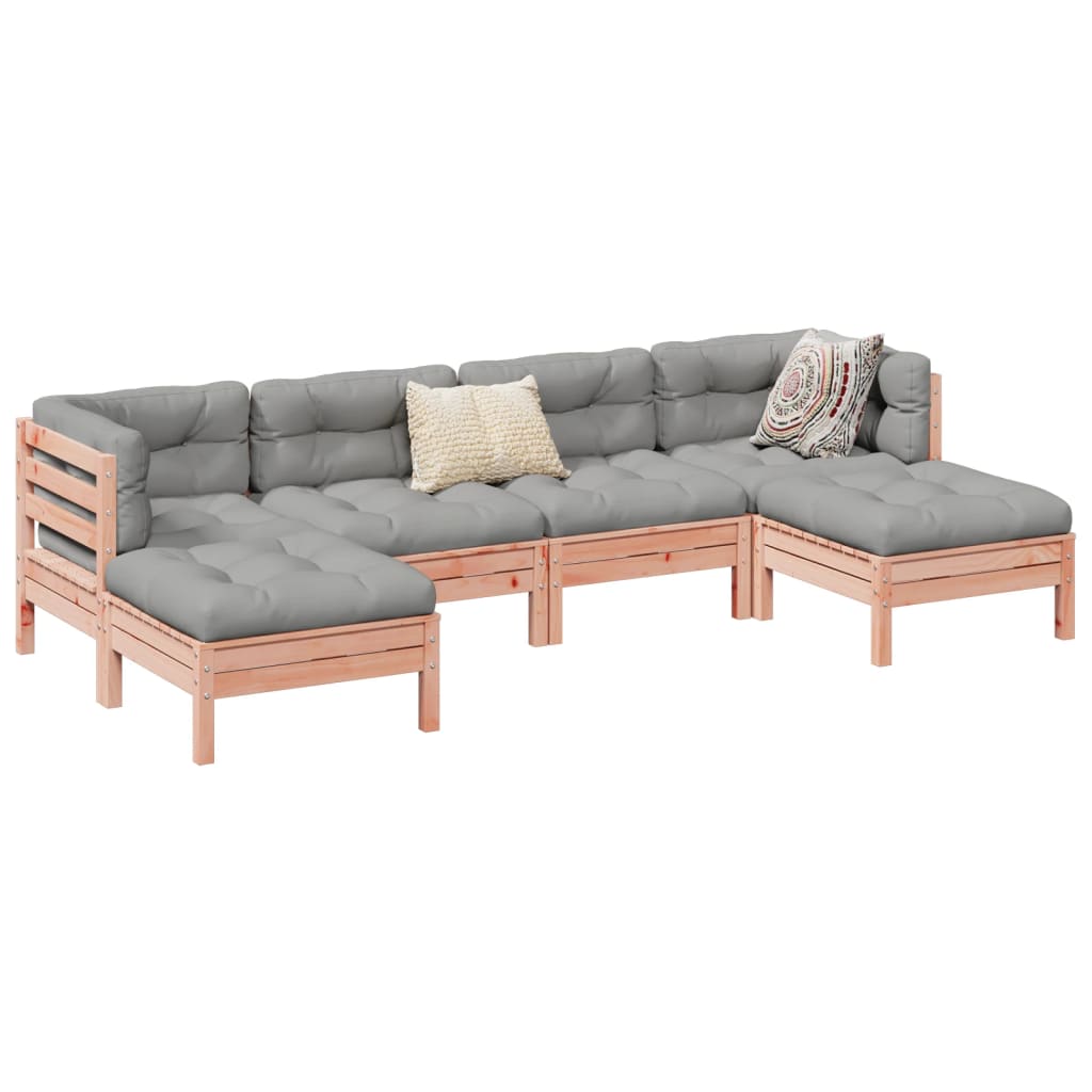 Outdoor Furniture Sets - 6-Piece Garden Sofa Set with Cushions Solid Wood