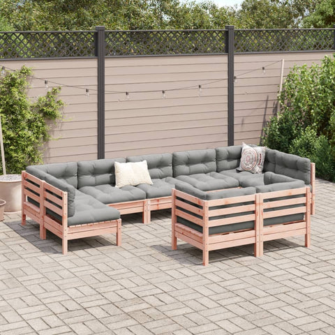 9 Piece Garden Sofa Set with Cushions Solid Wood Douglas Fir