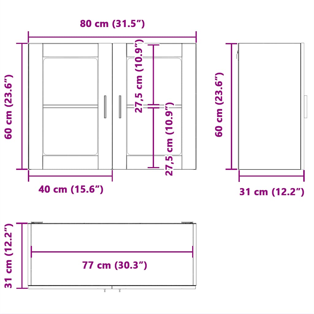 Kitchen Wall Cabinet Glass Door White 80cm | Simpledeals
