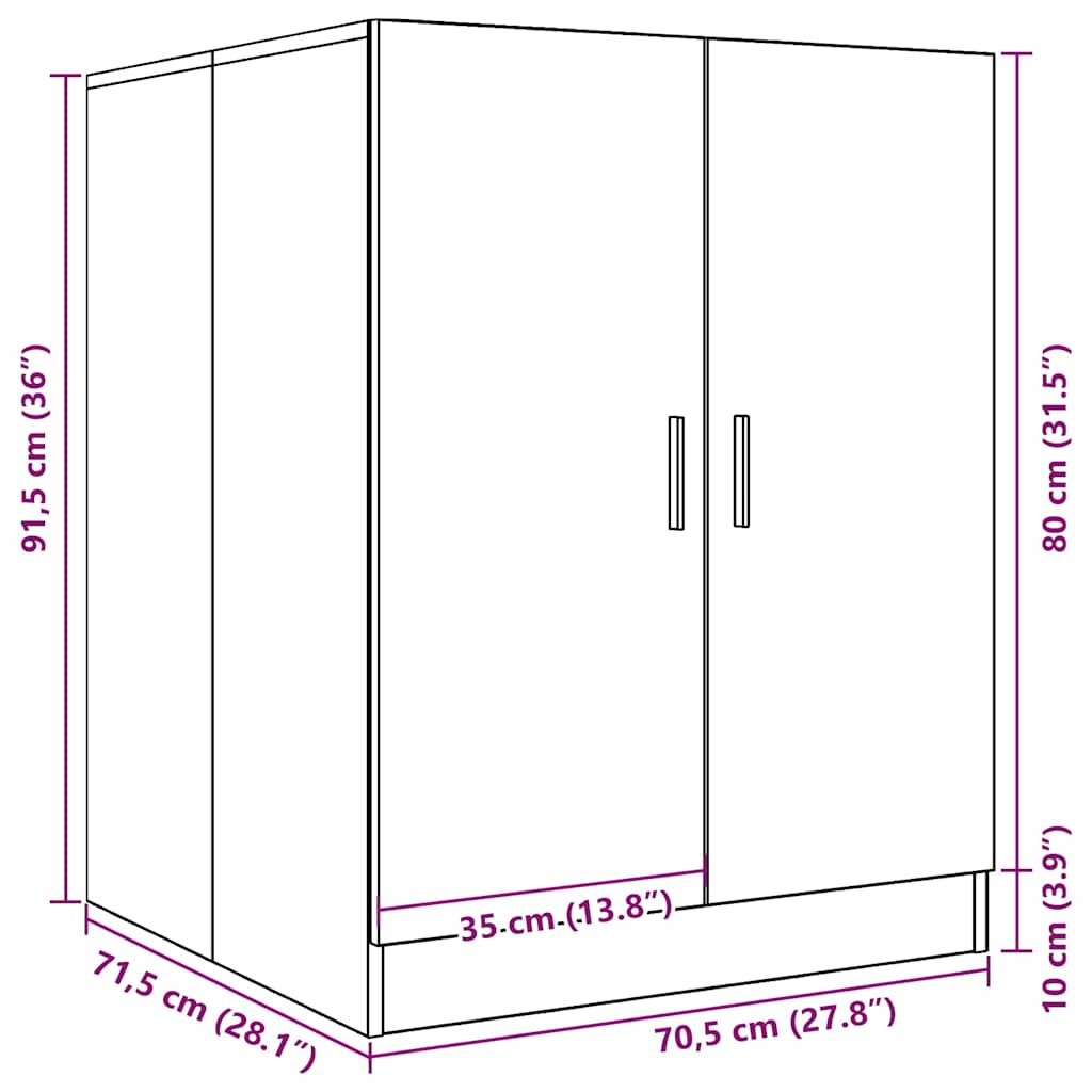Washing Machine Cabinet Concrete Grey 70x70cm | Simpledeals