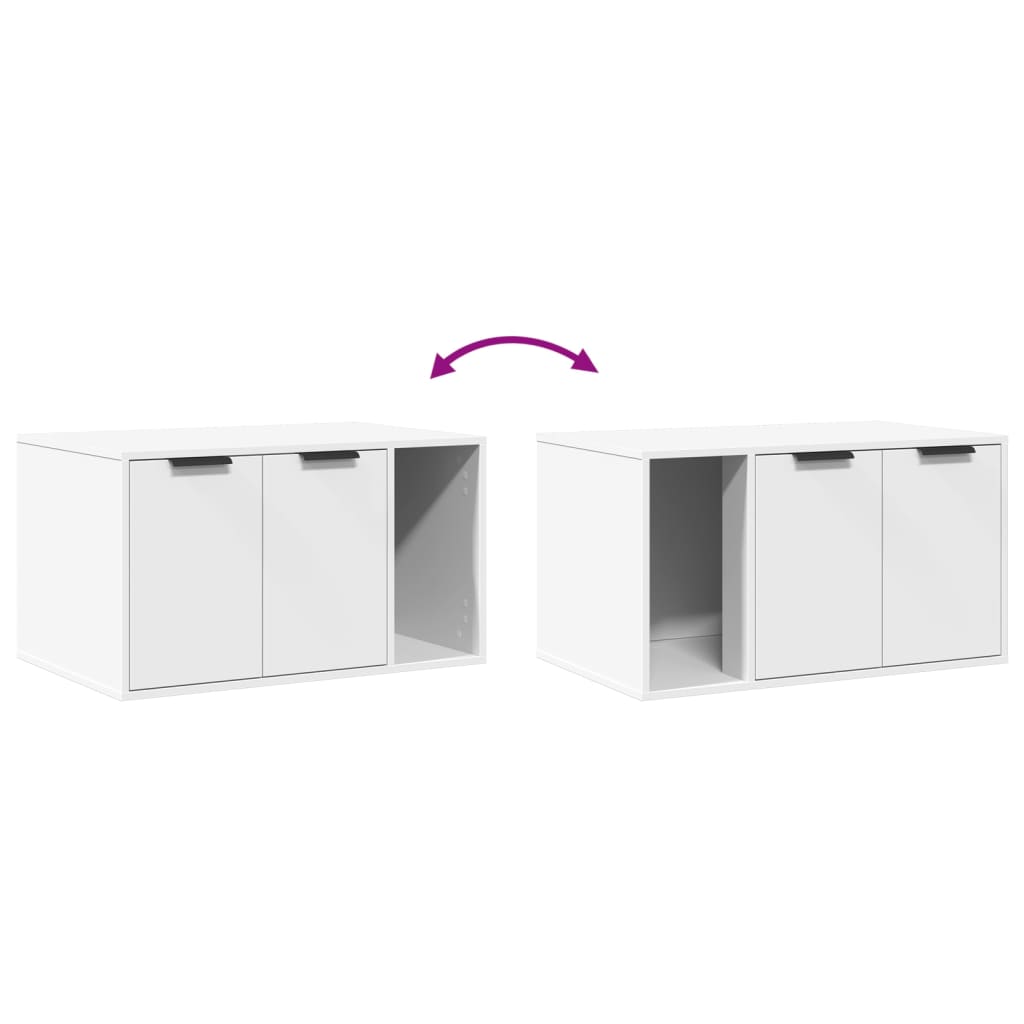 Cat Litter Box Enclosure Cabinet White 80cm | Simpledeals