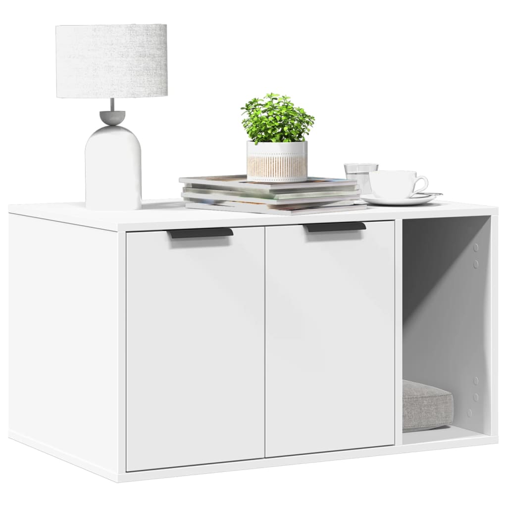 Cat Litter Box Enclosure Cabinet White 80cm | Simpledeals
