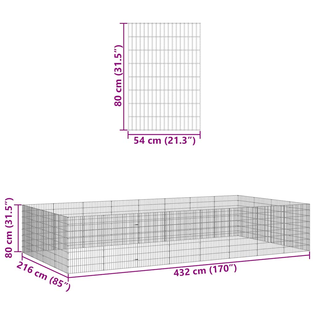 Free Range Animal Enclosure 24-Panel Galvanised Iron