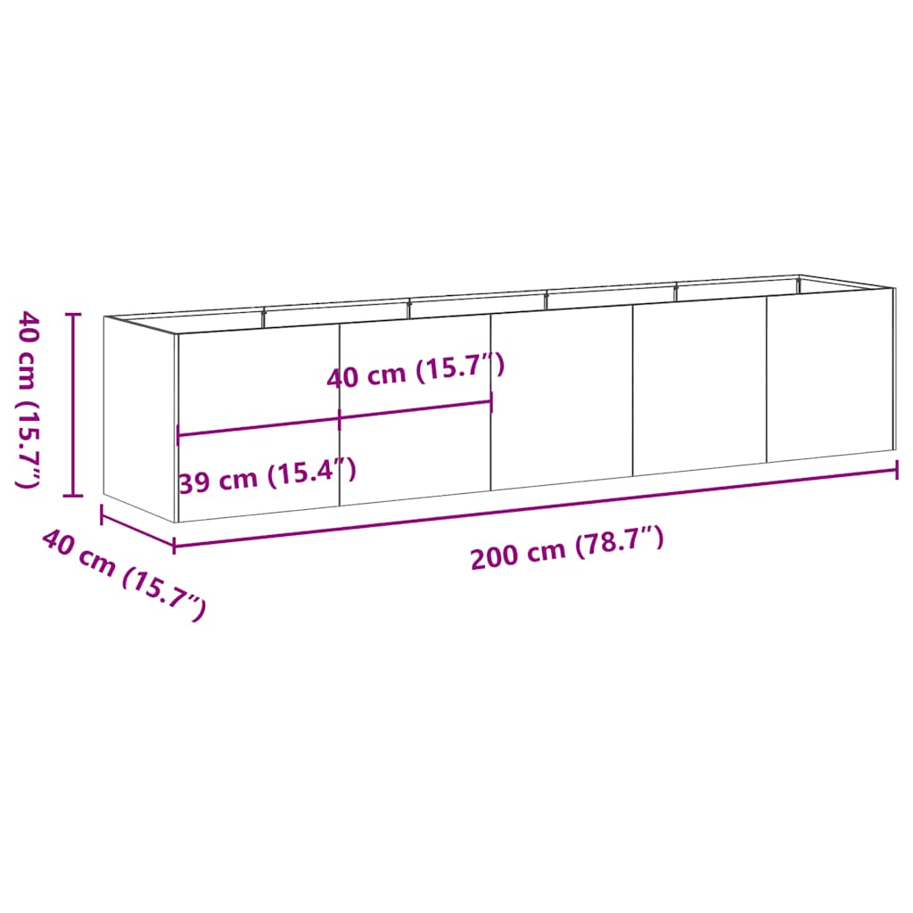 Weathering Steel Garden Bed 200x40x40cm | Simpledeals