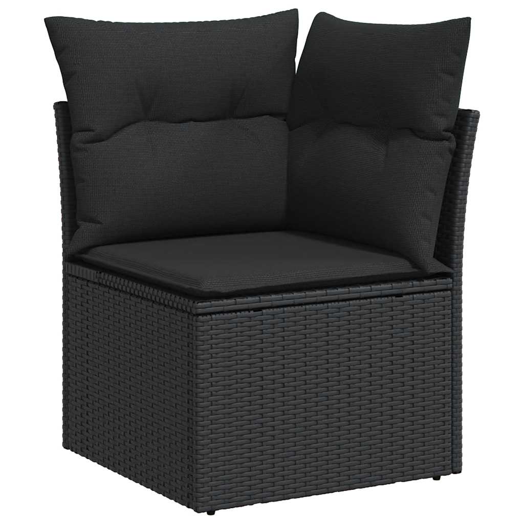 Outdoor Furniture Sets - Garden Sofa Set with Cushions Modular Sofa 9 Piece Black Poly Rattan - Elegant