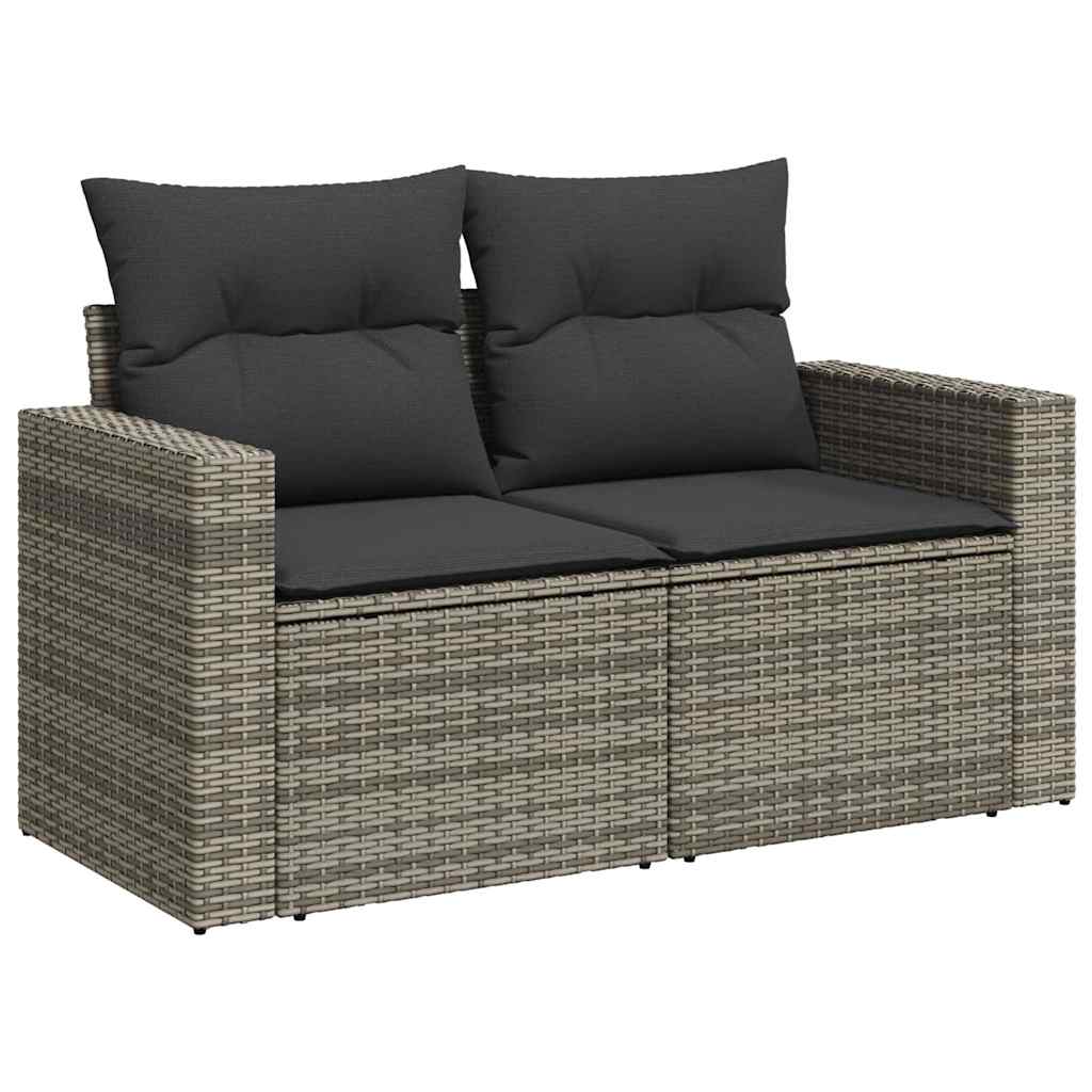 10 Piece Garden Sofa Set with Cushions Grey Poly Rattan - Outdoor Luxury