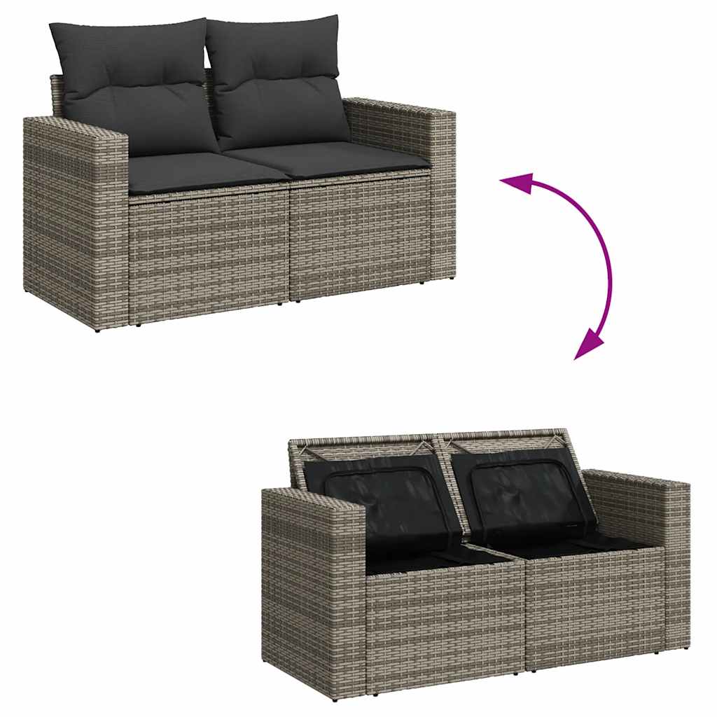 10 Piece Garden Sofa Set with Cushions Grey Poly Rattan - Outdoor Luxury