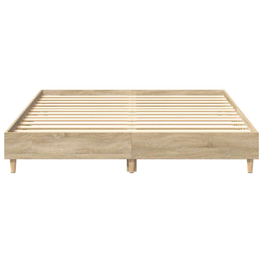 Queen Bed Frame Sonoma Oak Slatted Base | Simpledeals