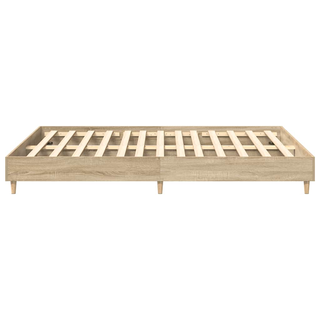 Queen Bed Frame Sonoma Oak Slatted Base | Simpledeals