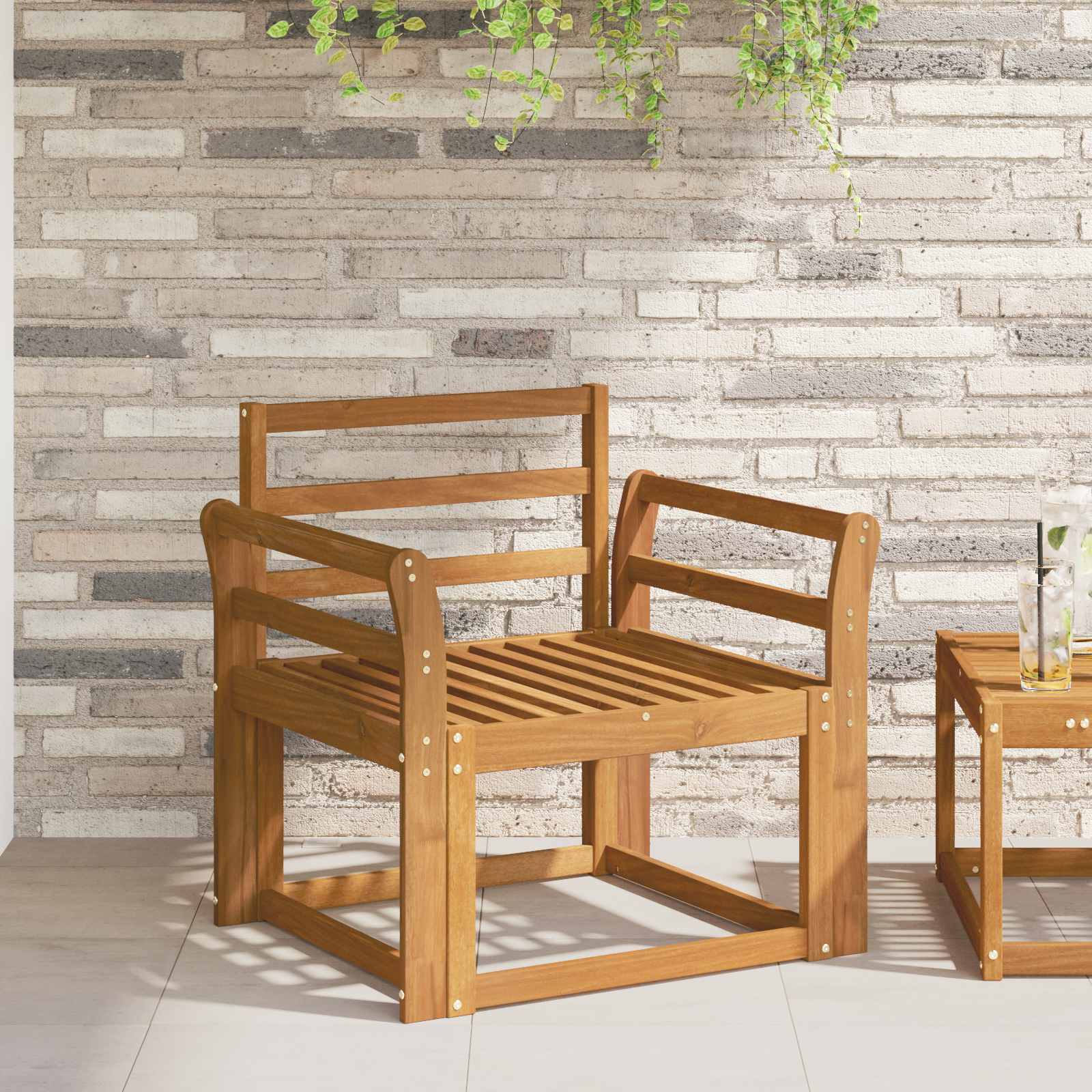 Armrest Natural Solid Wood 58.5x8x60cm