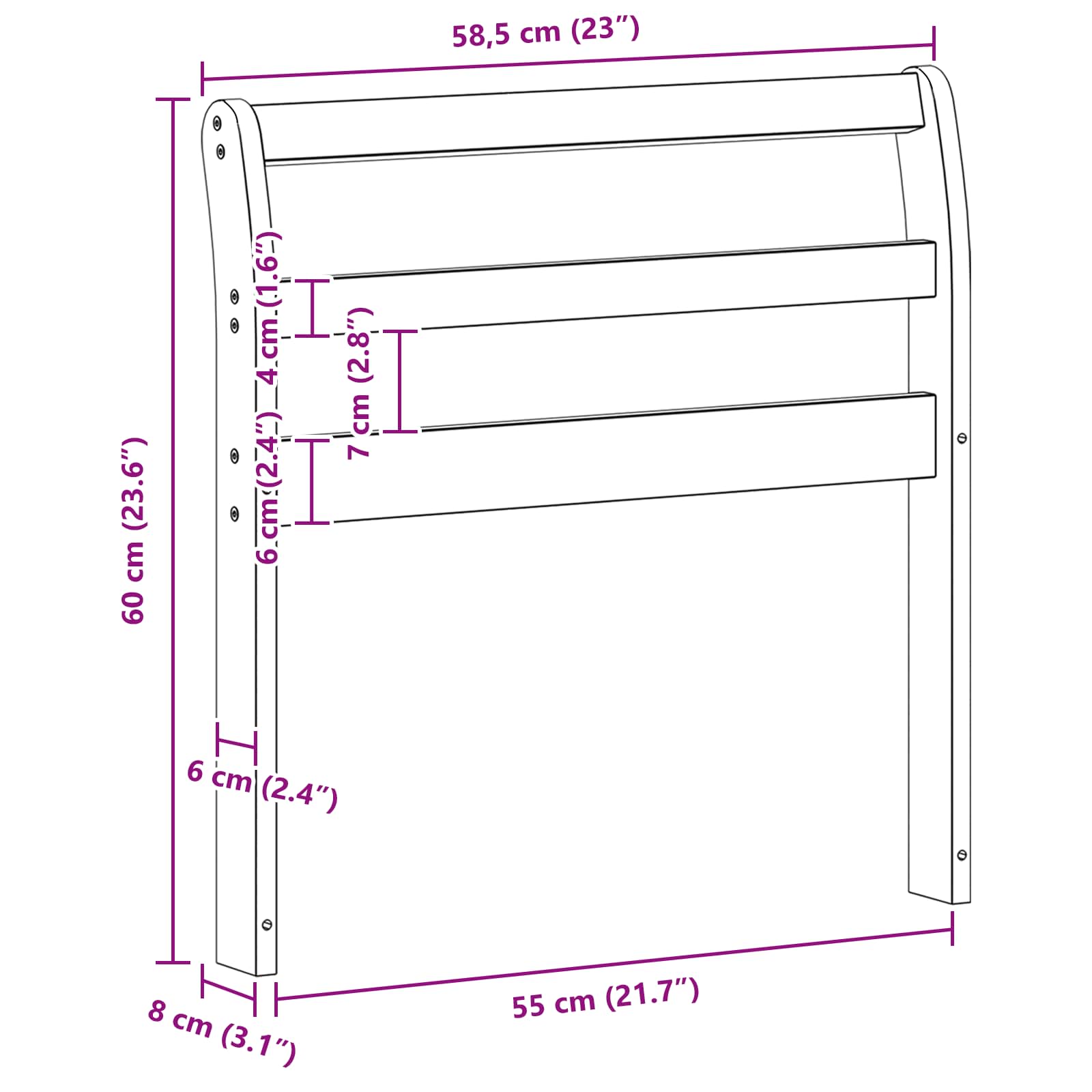 Armrest Natural Solid Wood 58.5x8x60cm
