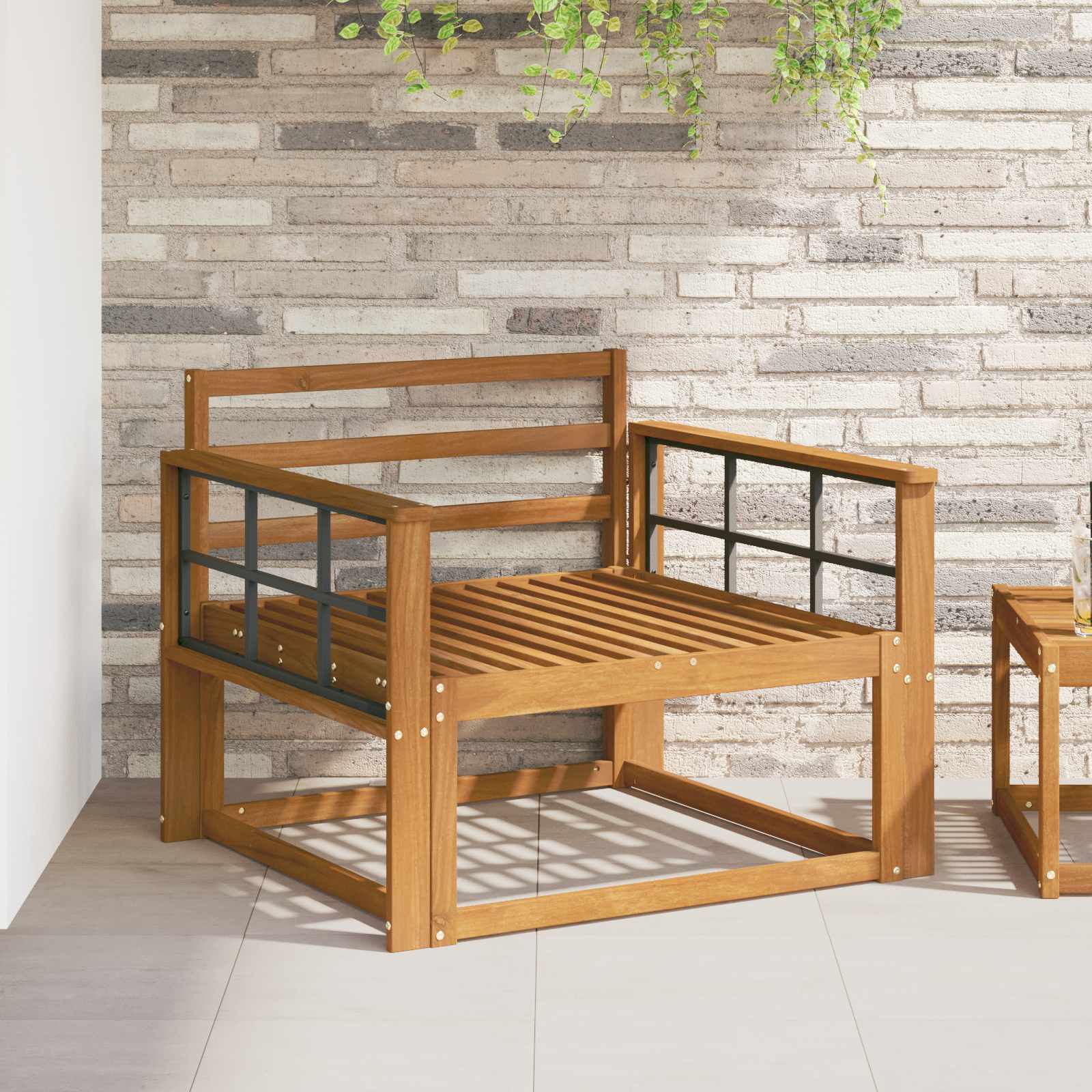 Acacia Armrest Natural Wood 78.5x6x61cm