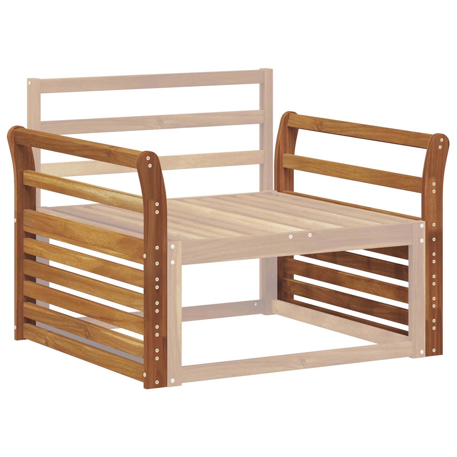 Armrest Natural Solid Wood 78.5x8x60cm