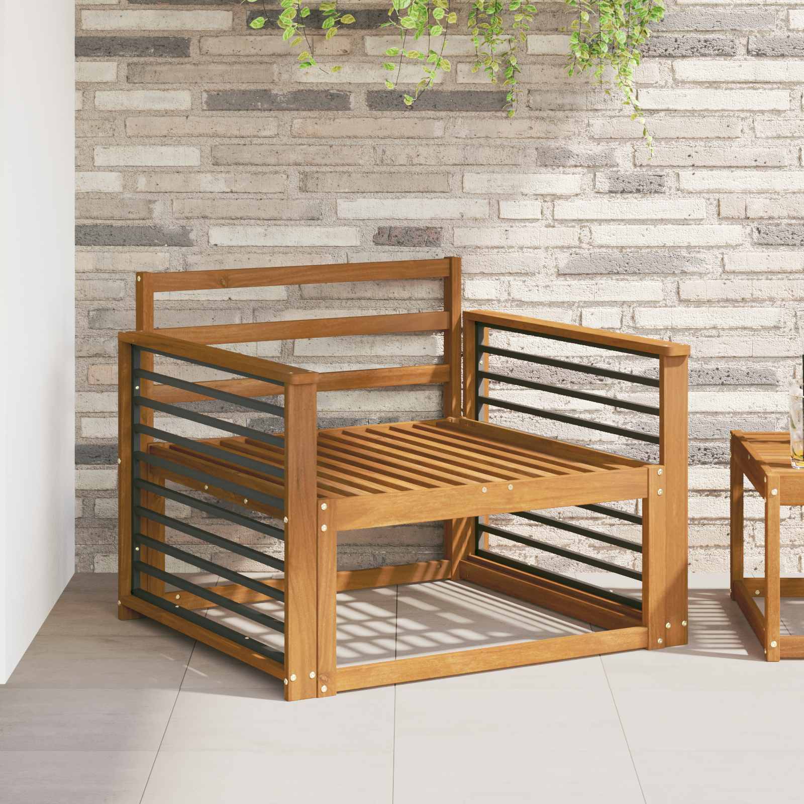 Armrest Natural Solid Wood 80x6x61cm