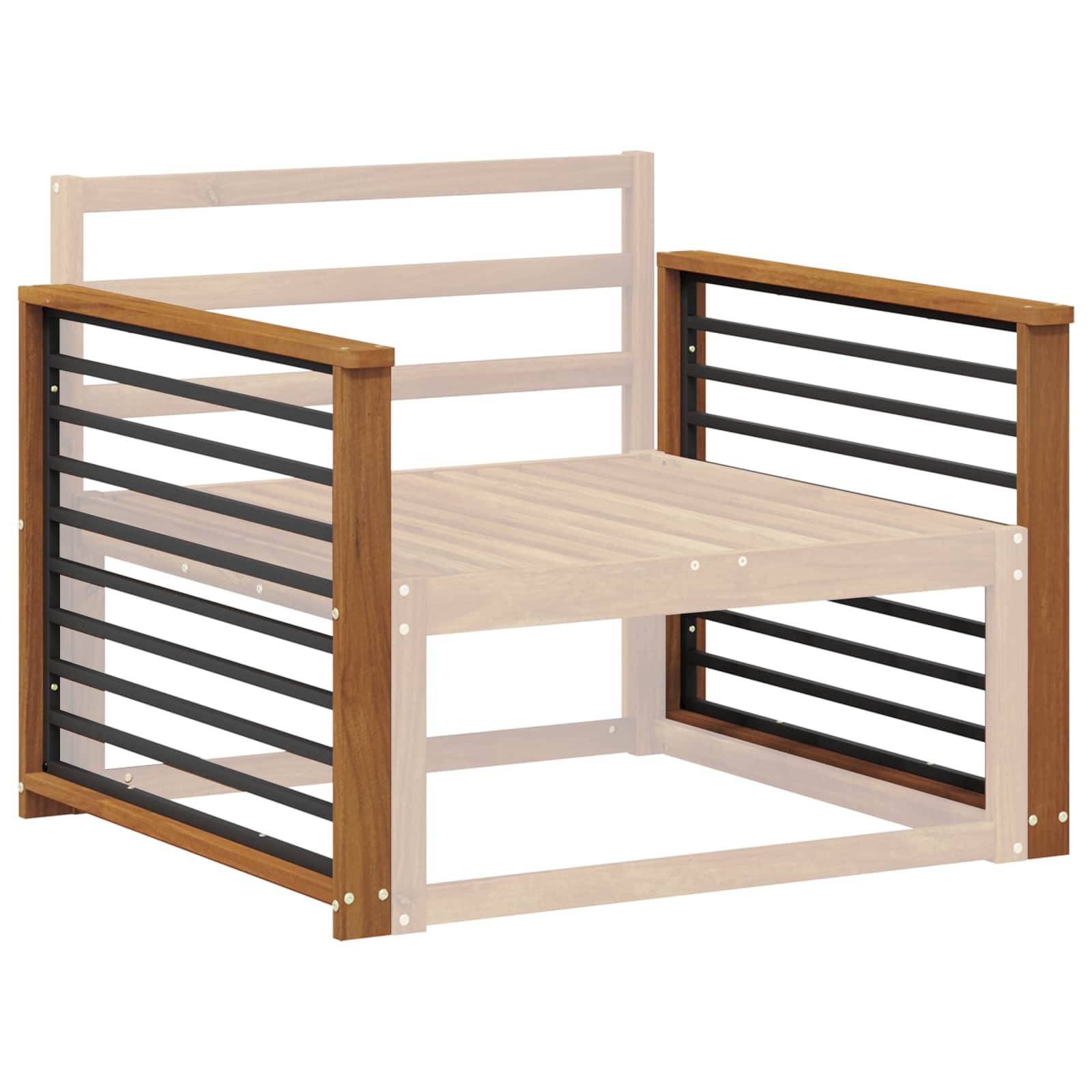 Armrest Natural Solid Wood 80x6x61cm