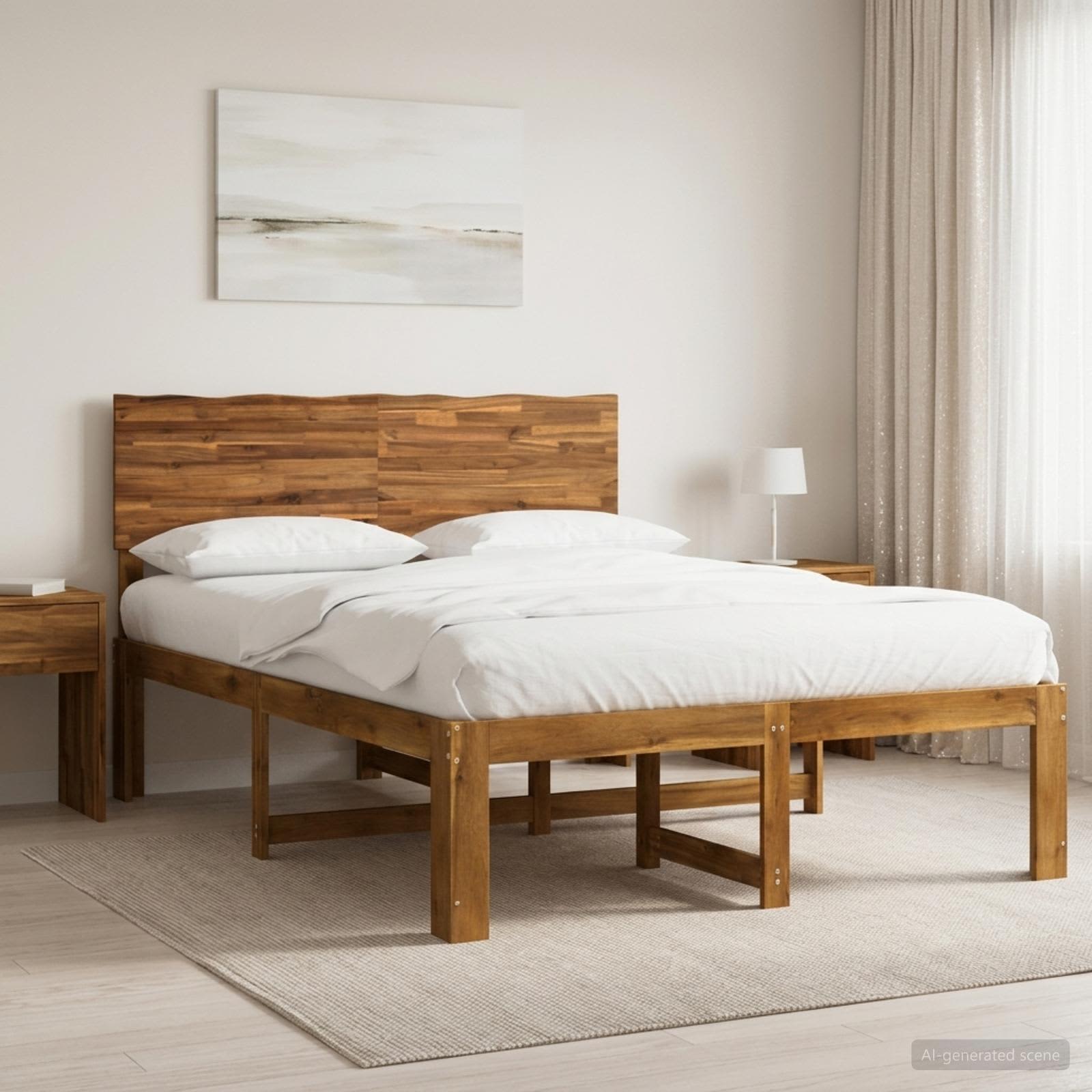 Timber Double Bed Frame Natural 150x200cm
