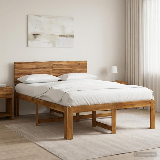 Double Bed Frame Natural Timber 150x200cm