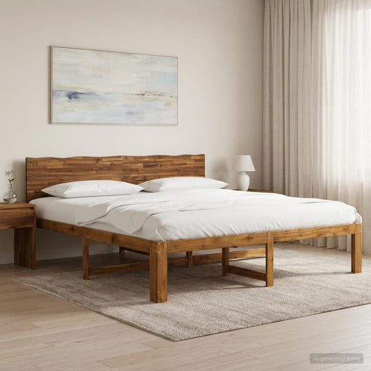 Double Bed Frame Natural Timber 180x200cm