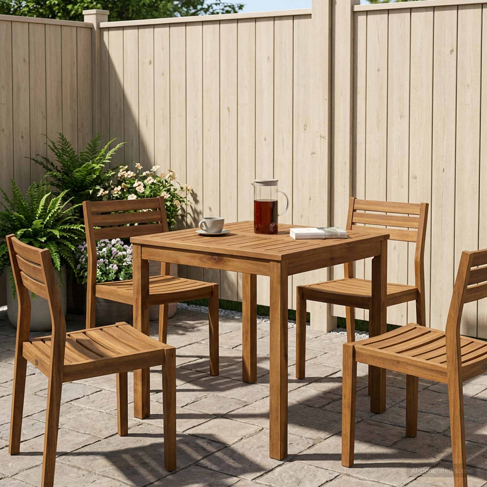 Garden Table Natural Wood 60x60.5x75cm