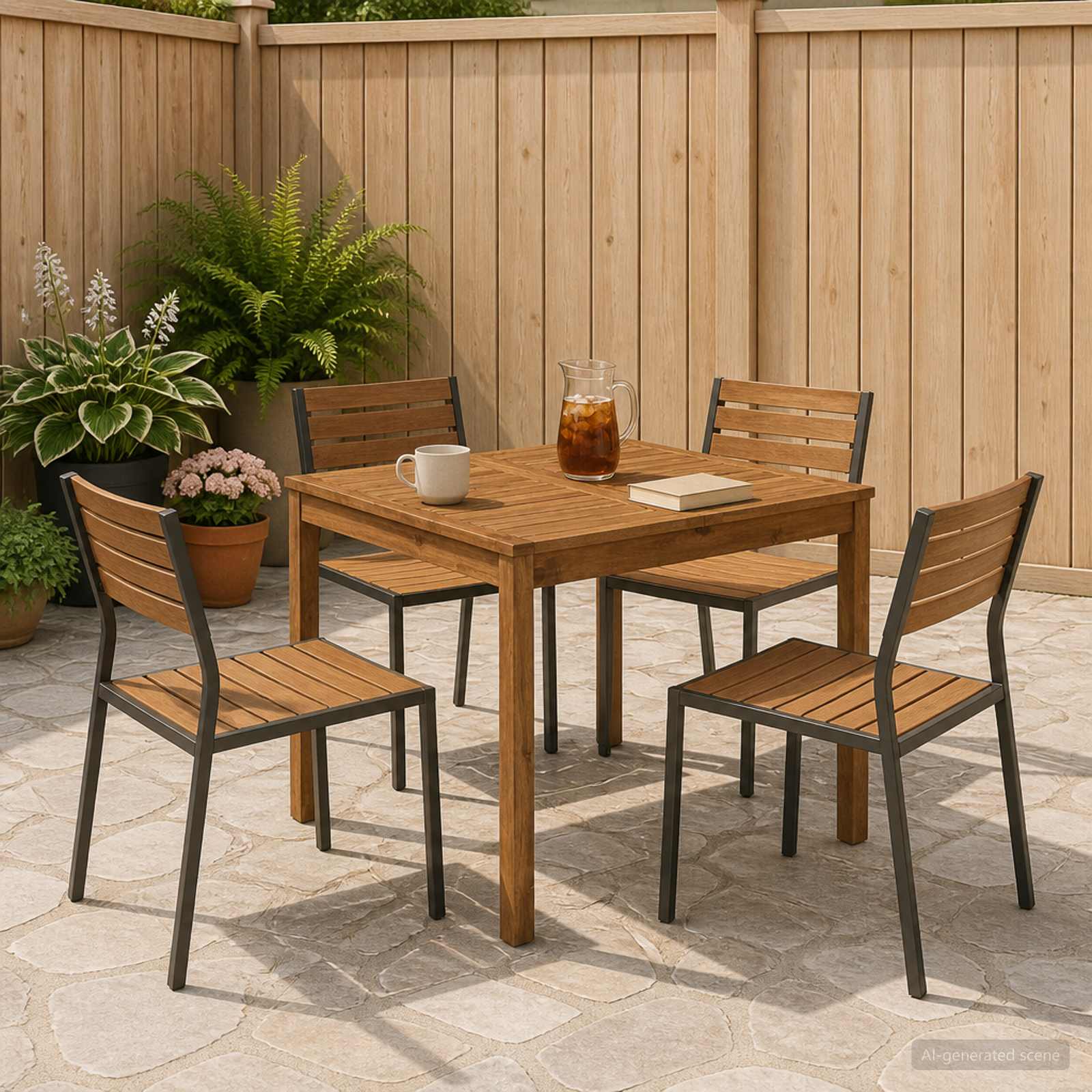 Outdoor Table Natural Acacia 80x80.5x75cm