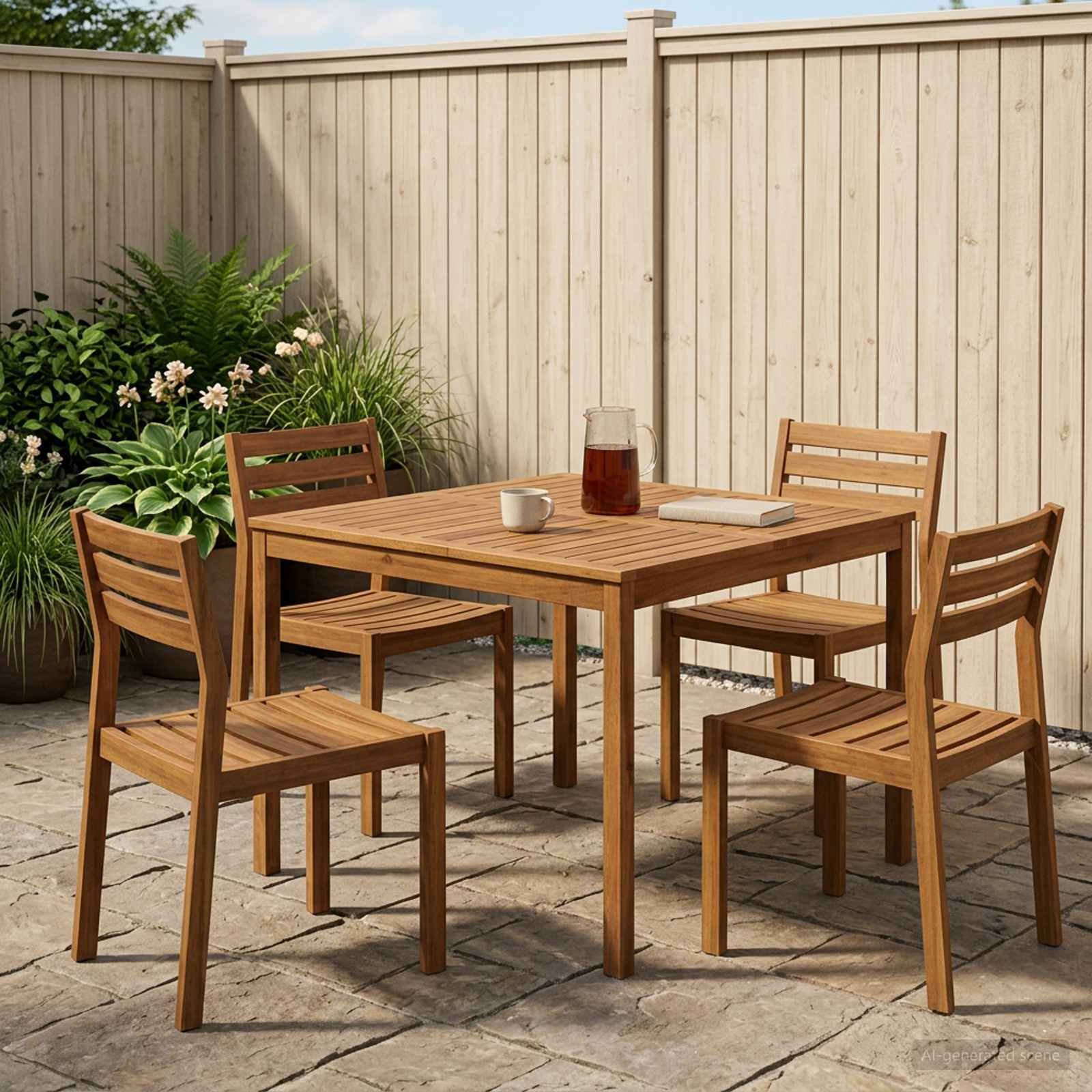 Outdoor Table Natural Wood 110x108.5x75cm