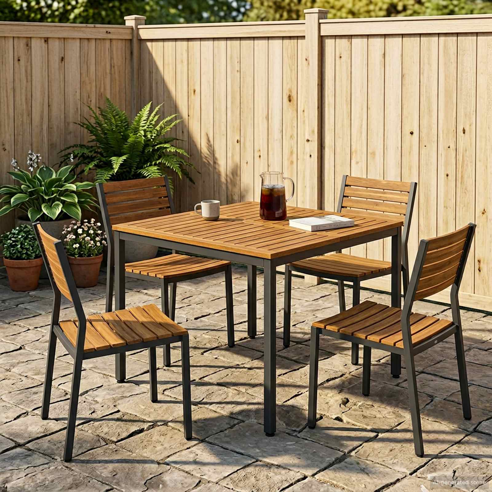 Outdoor Table Natural Acacia 110x108.5x75cm