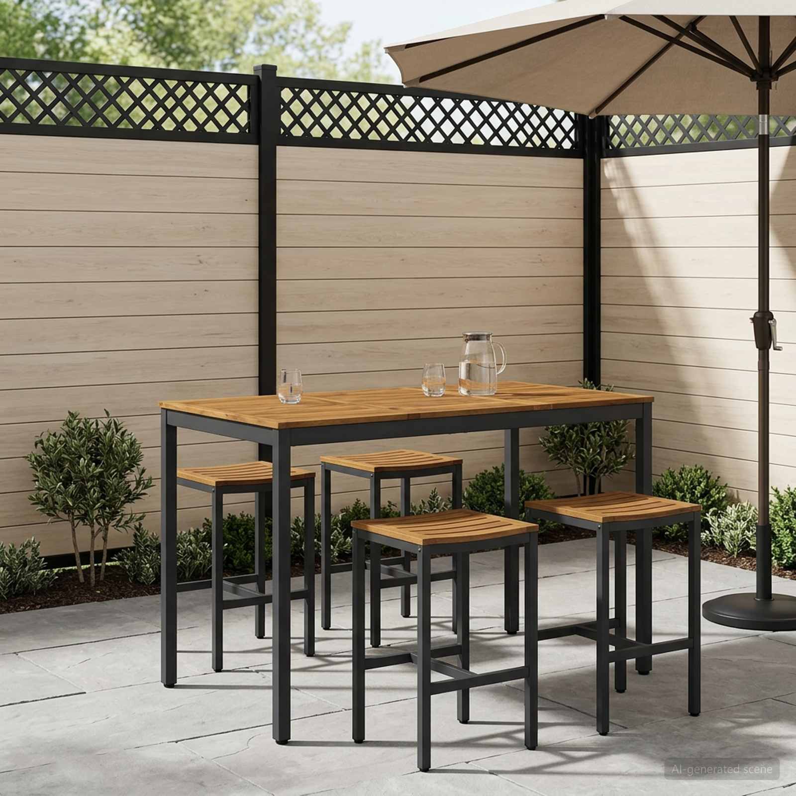 Outdoor Bar Table Natural Wood 141x80.5x105cm