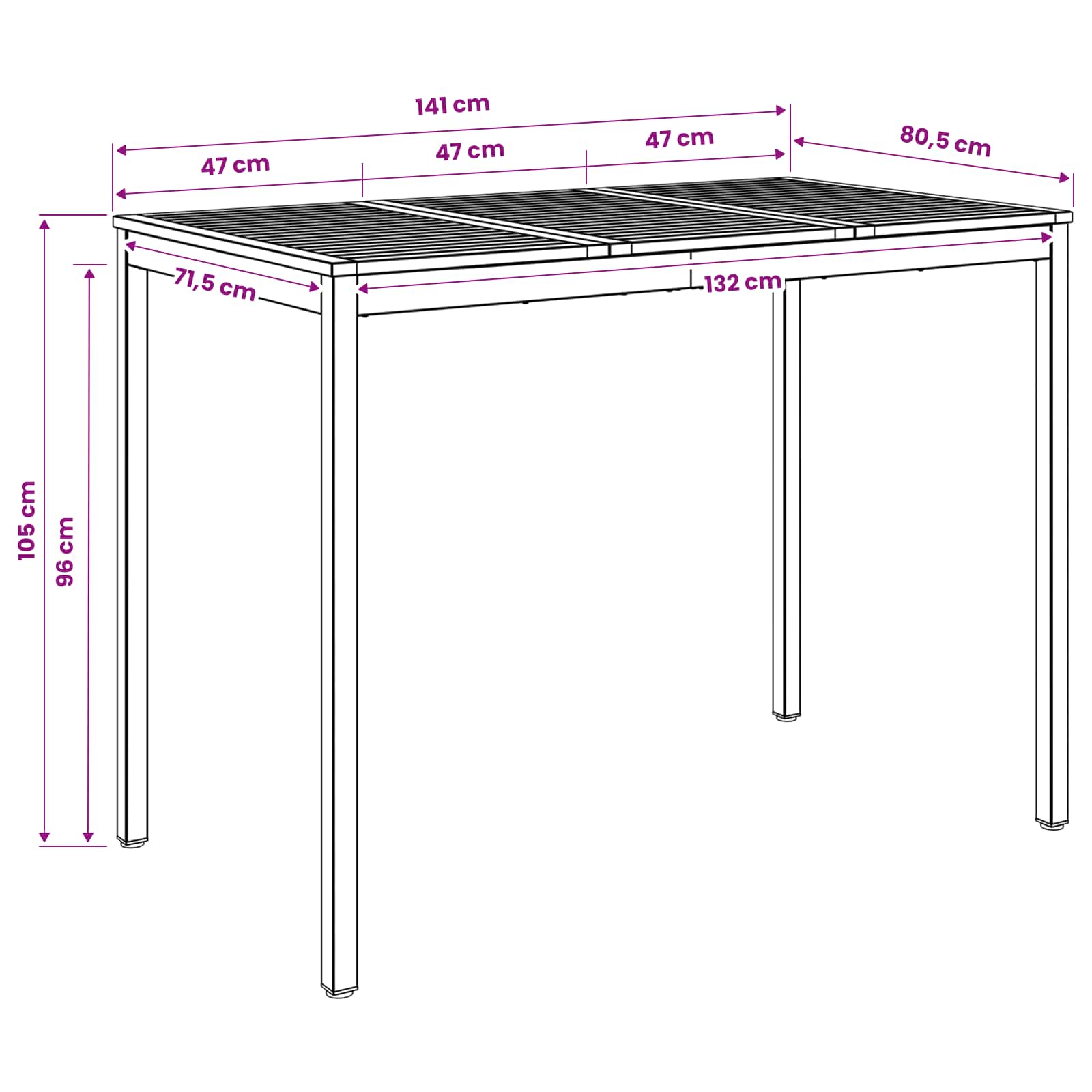 Outdoor Bar Table Natural Wood 141x80.5x105cm