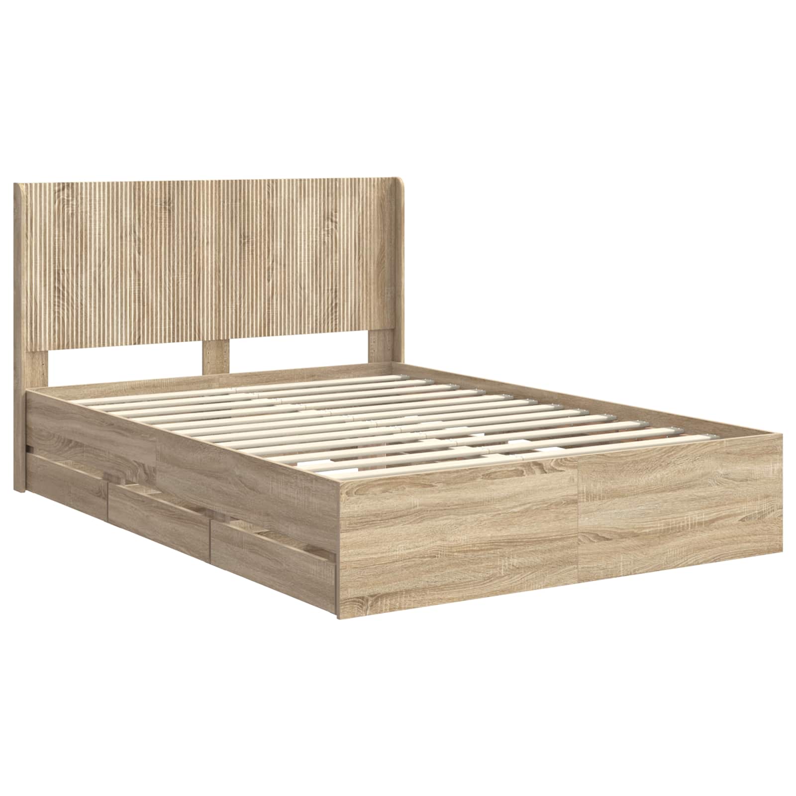 Bed Frame Storage Brown 141.5 cm x 193 cm x 100 cm