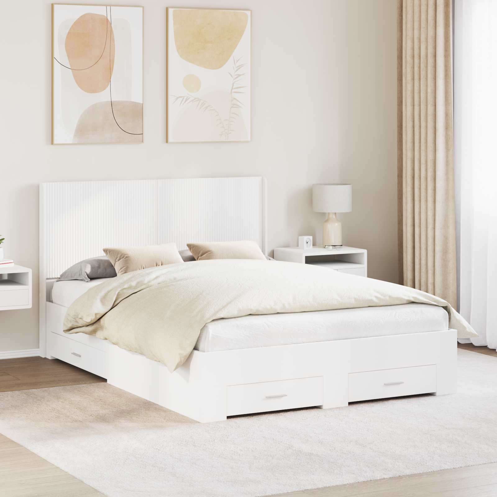 White Bed Frame Storage 150x200cm