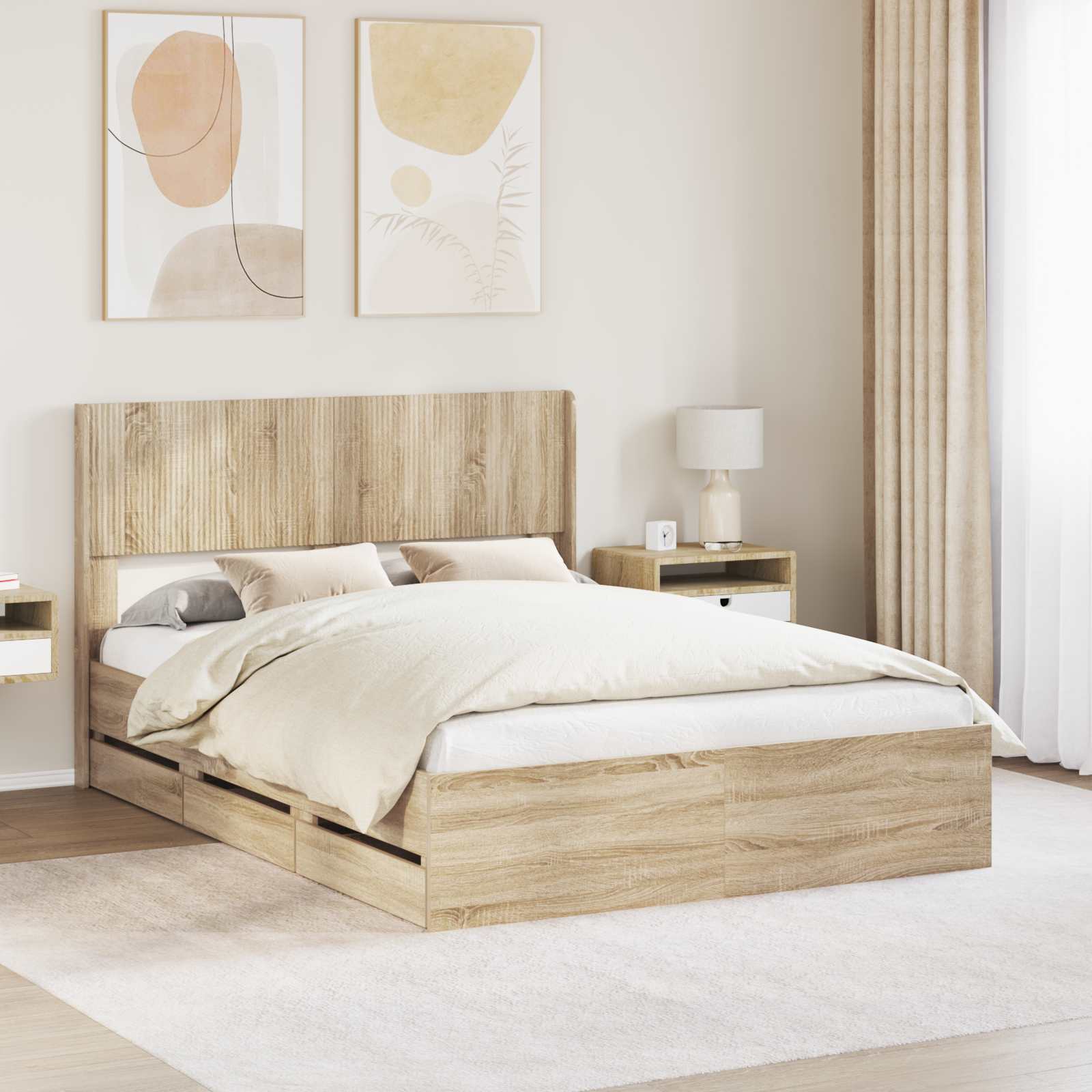 Storage Bed Frame Brown 156.5 cm x 203 cm x 100 cm