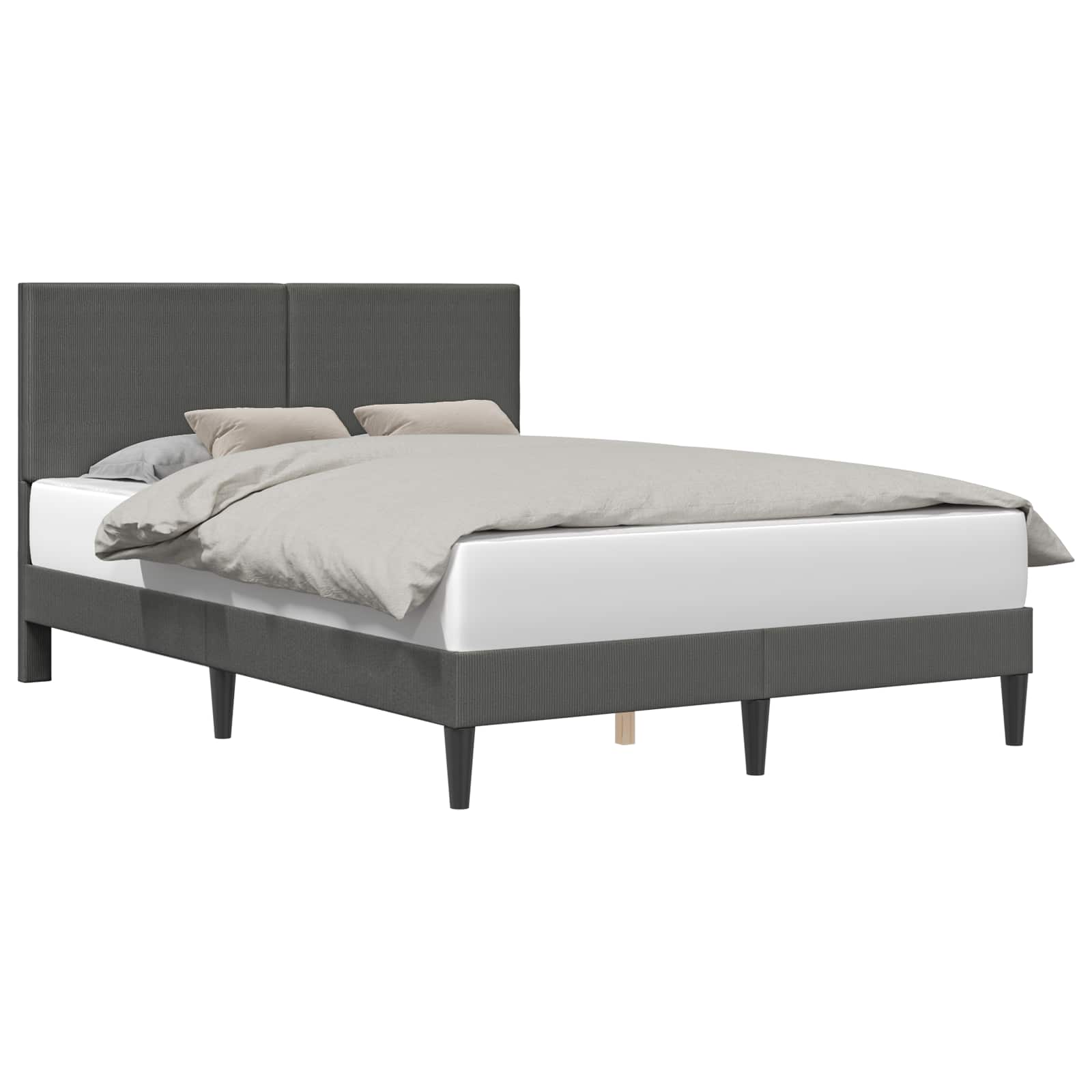 Double Bed Frame Headboard Dark Grey Corduroy | Simpledeals