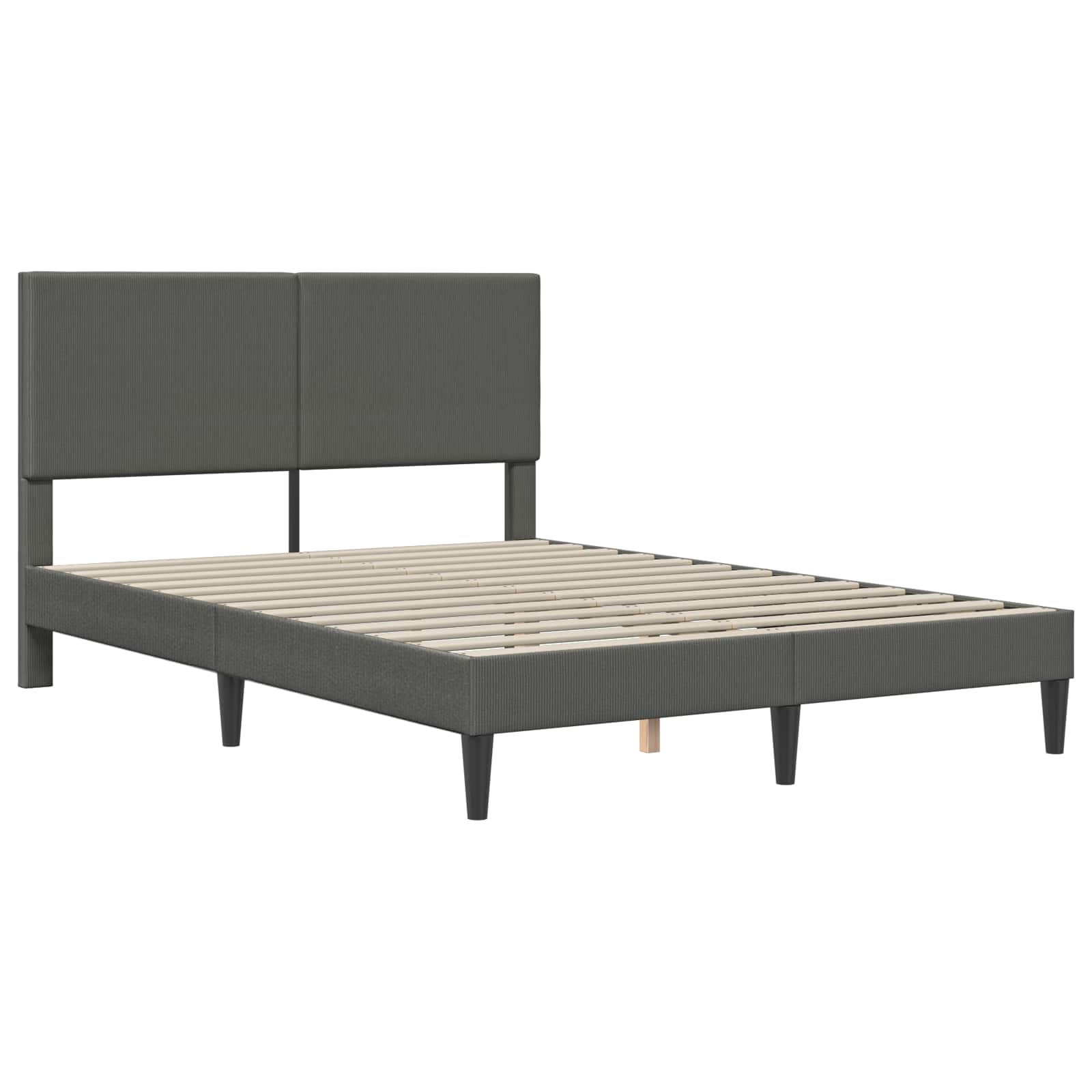 Queen Bed Frame Headboard Dark Grey Corduroy | Simpledeals