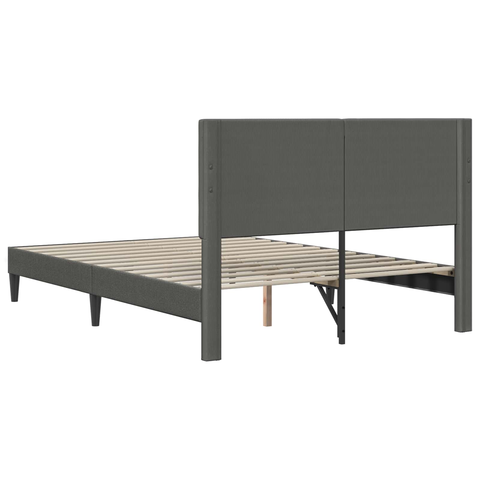 Queen Bed Frame Headboard Dark Grey Corduroy | Simpledeals