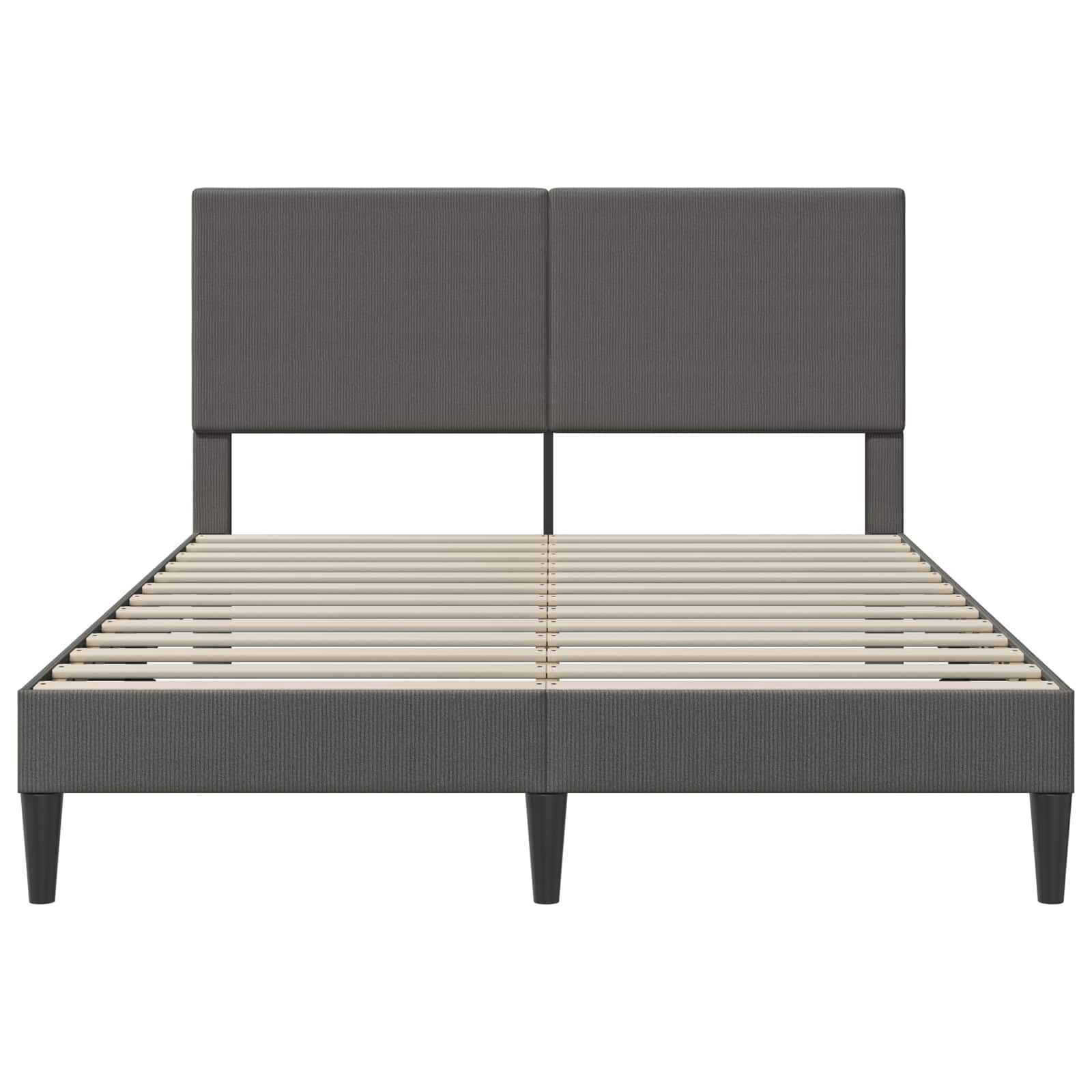 Queen Bed Frame Headboard Dark Grey Corduroy | Simpledeals
