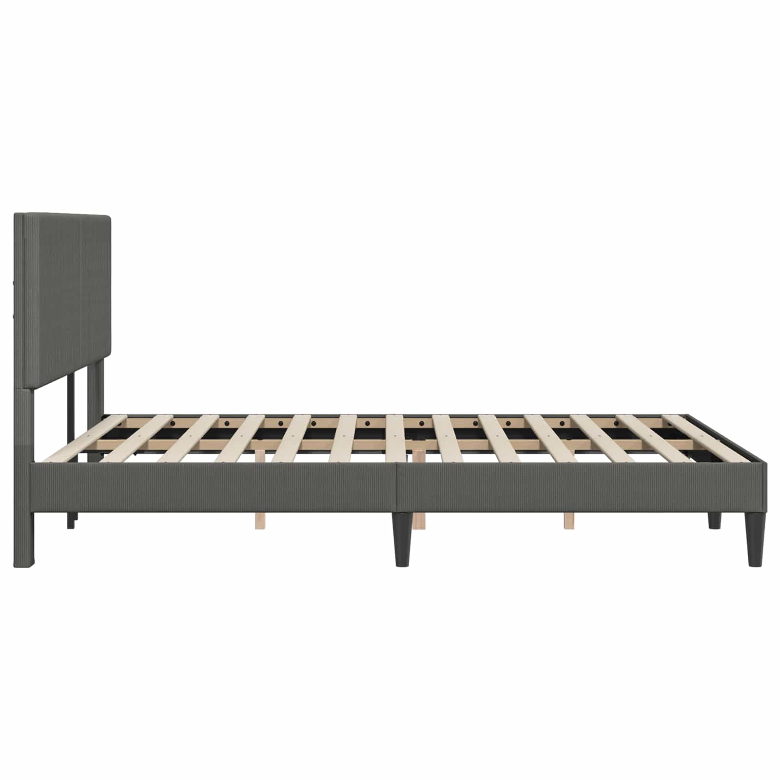 Queen Bed Frame Headboard Dark Grey Corduroy | Simpledeals