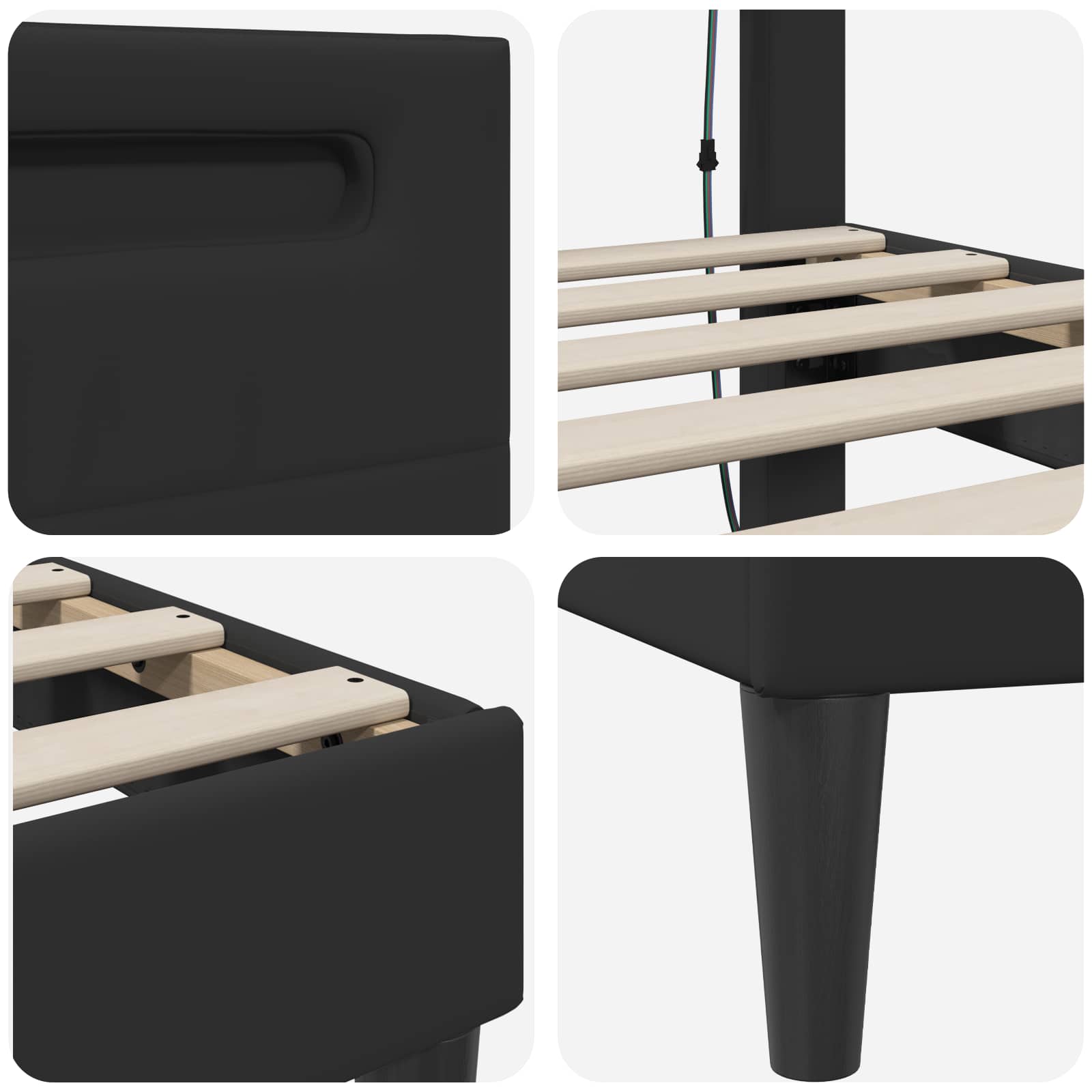 Black Faux Leather Double Bed Frame 137x190cm | Simpledeals