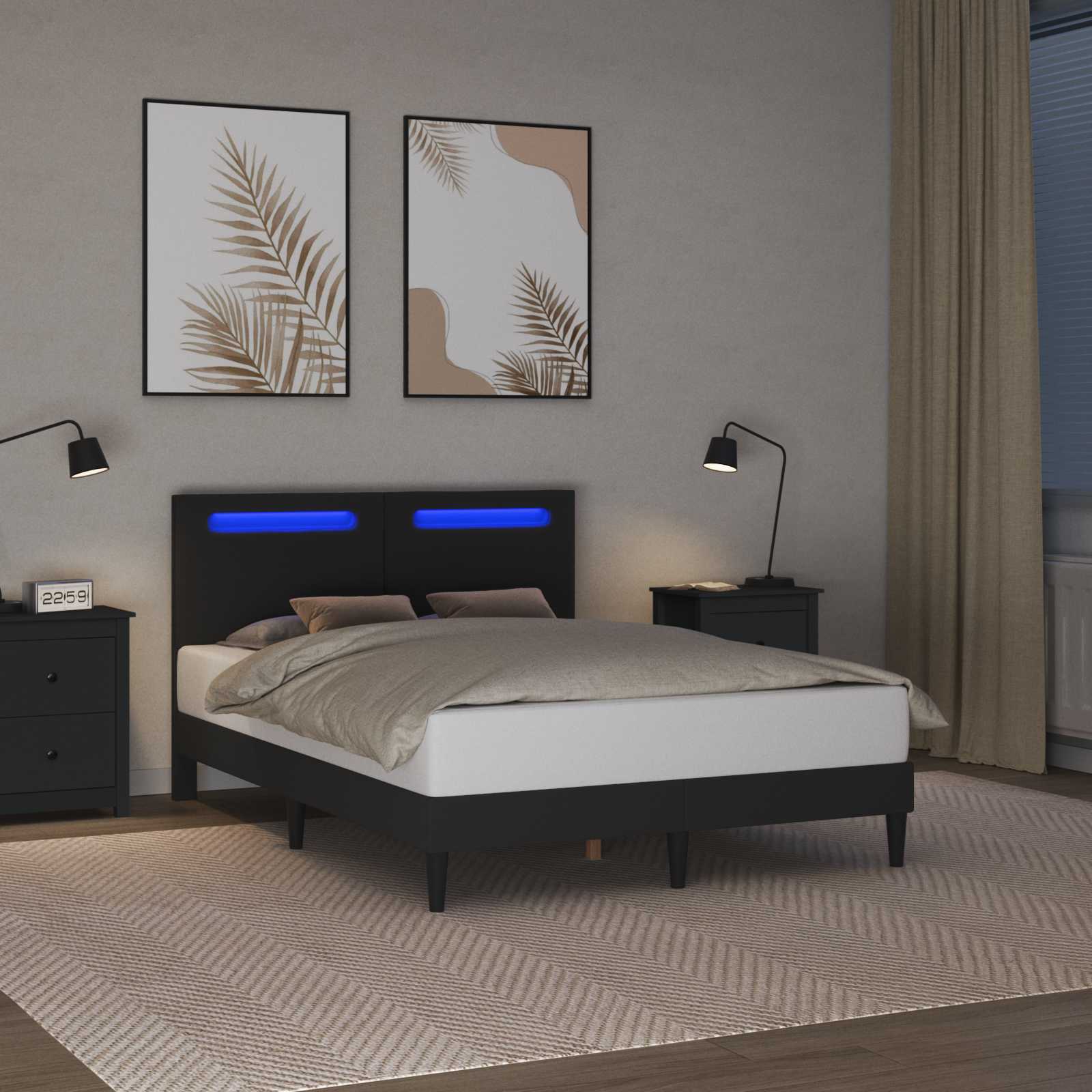 Black Faux Leather Double Bed Frame 137x190cm | Simpledeals